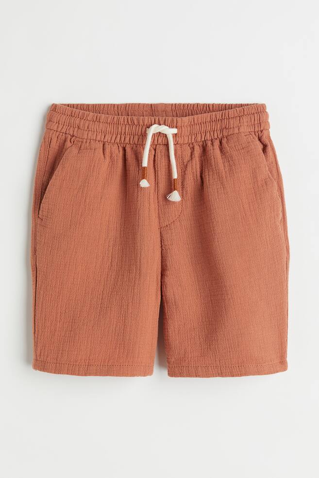 Crinkled cotton shorts - Terracotta/Turquoise