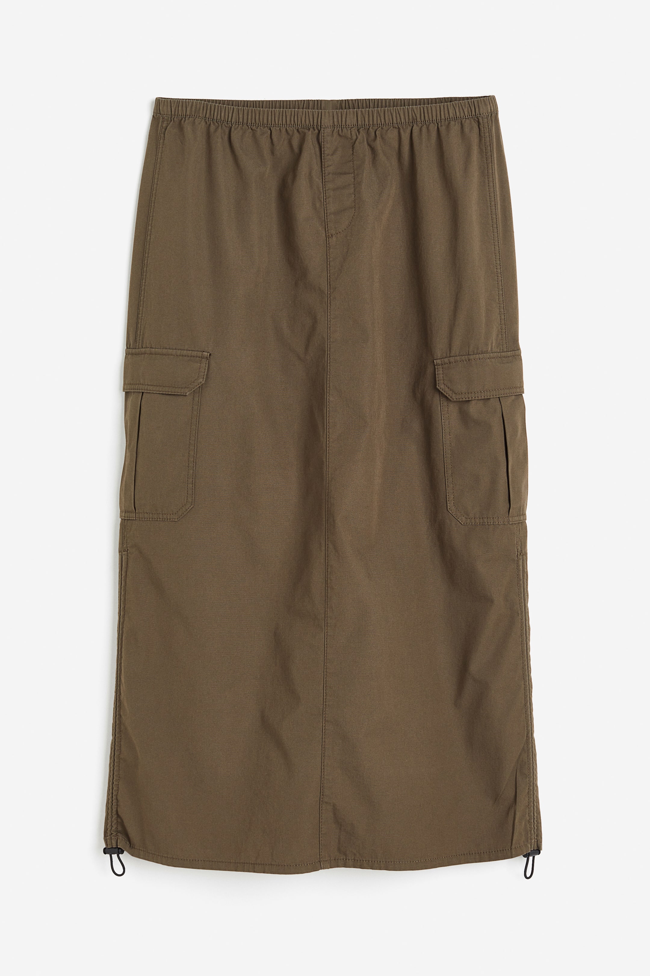 Cotton parachute skirt - Regular waist - Midi - Dark olive green ...