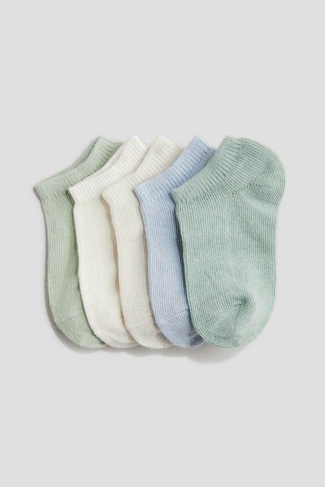 5-pack trainer socks - Turquoise/Light blue/White/Green/White/Black/White/Light grey/White/Blue/White - 1