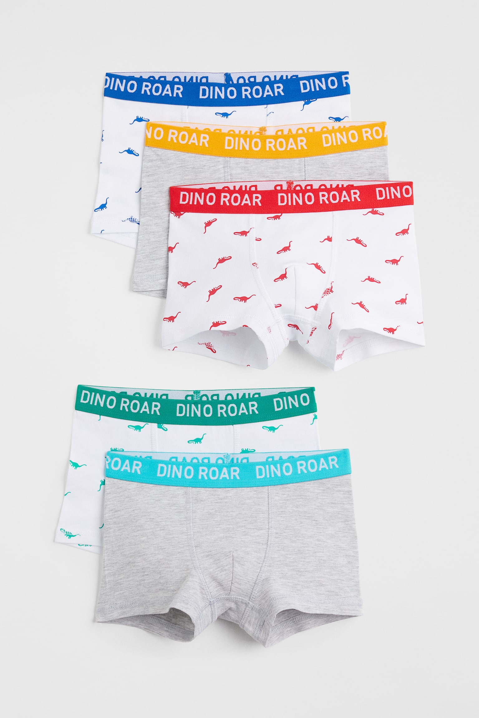 5-pack Boxer Briefs - White/Dinosaurs/Dark blue/Anchors/Blue/Tractors - 1