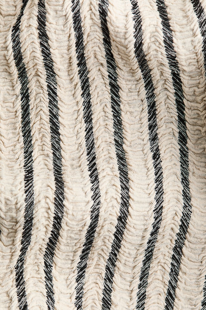 Crinkled V-neck top - Light beige/Striped/Rust brown/Striped - 2