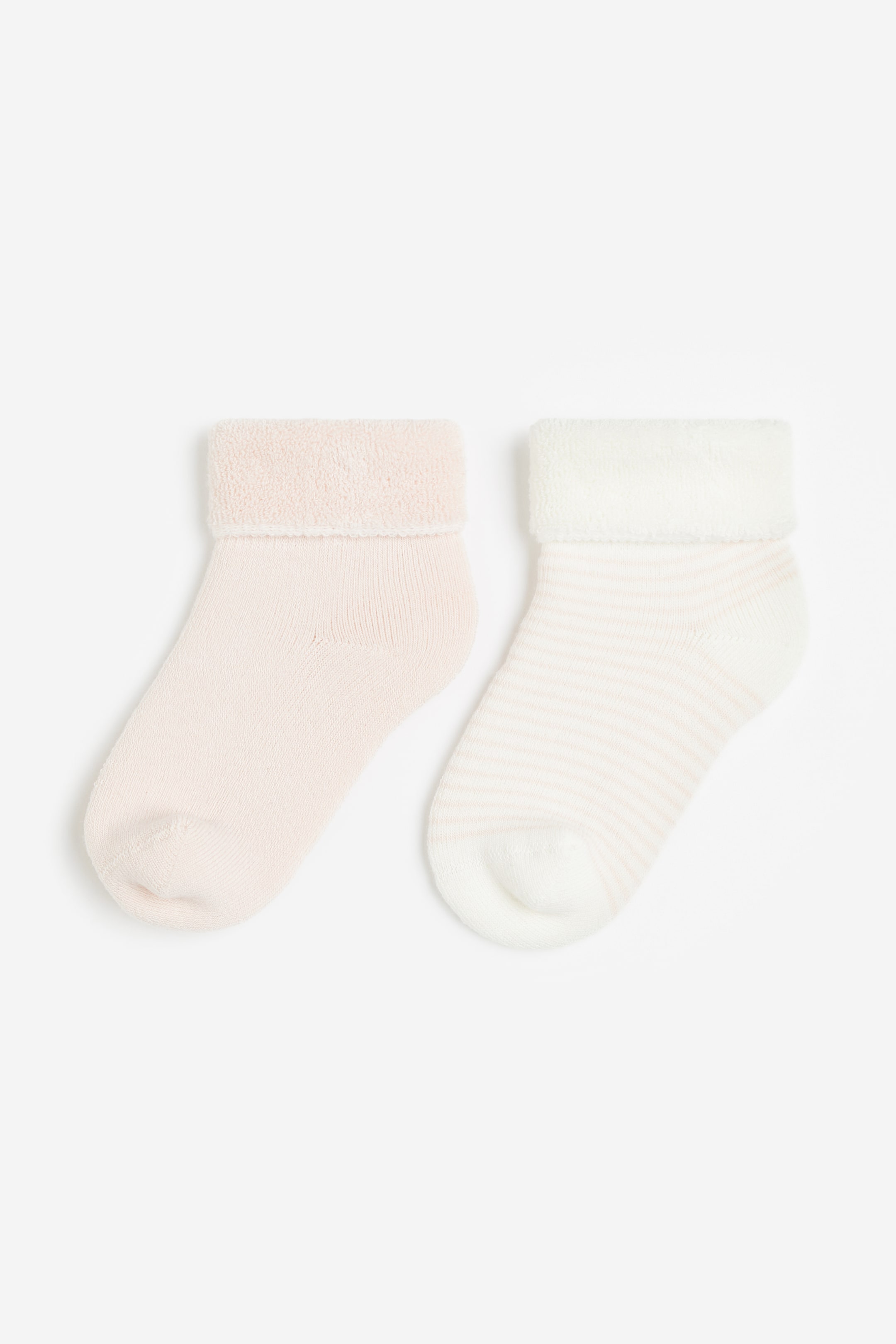 2-pack terry socks - Light pink/Striped - Kids | H&M GB