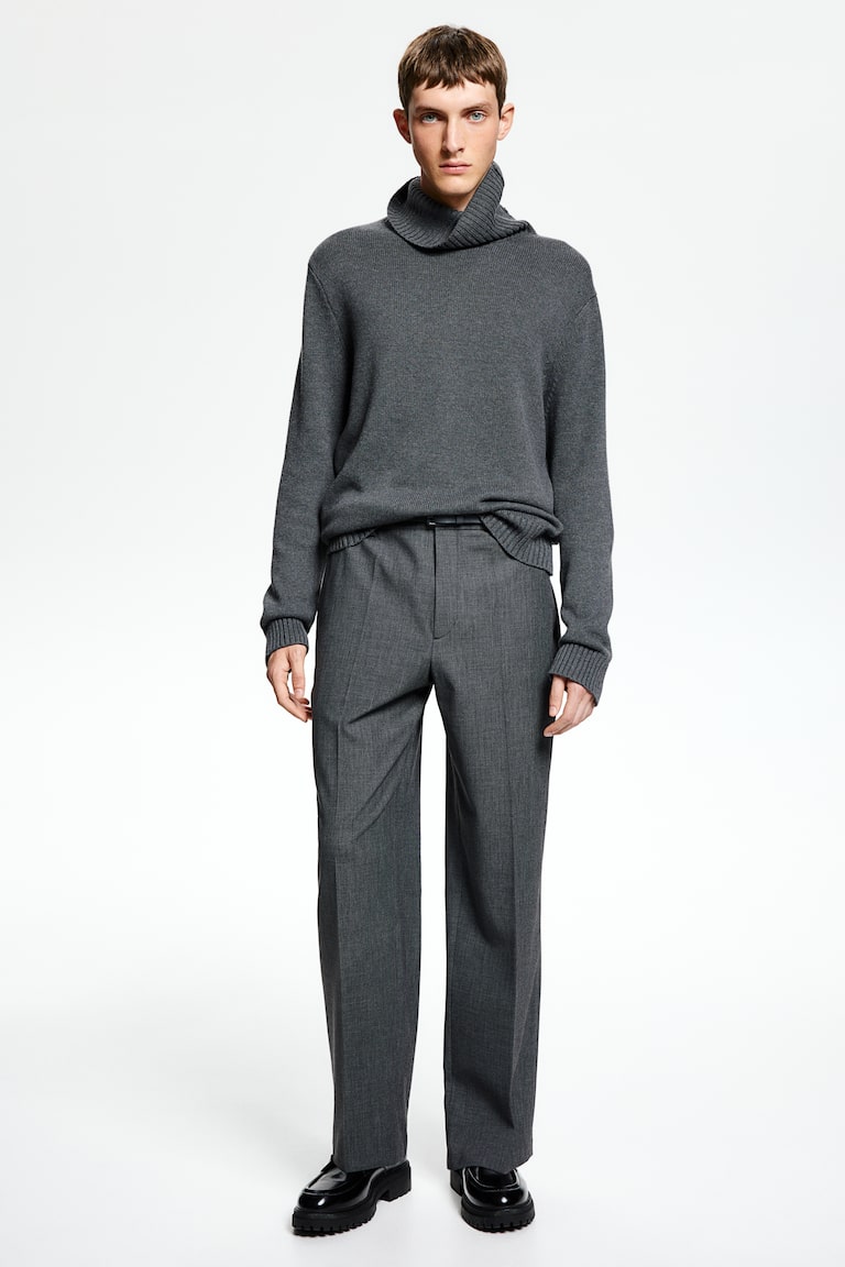 Relaxed Fit Wool-Blend Suit Pants