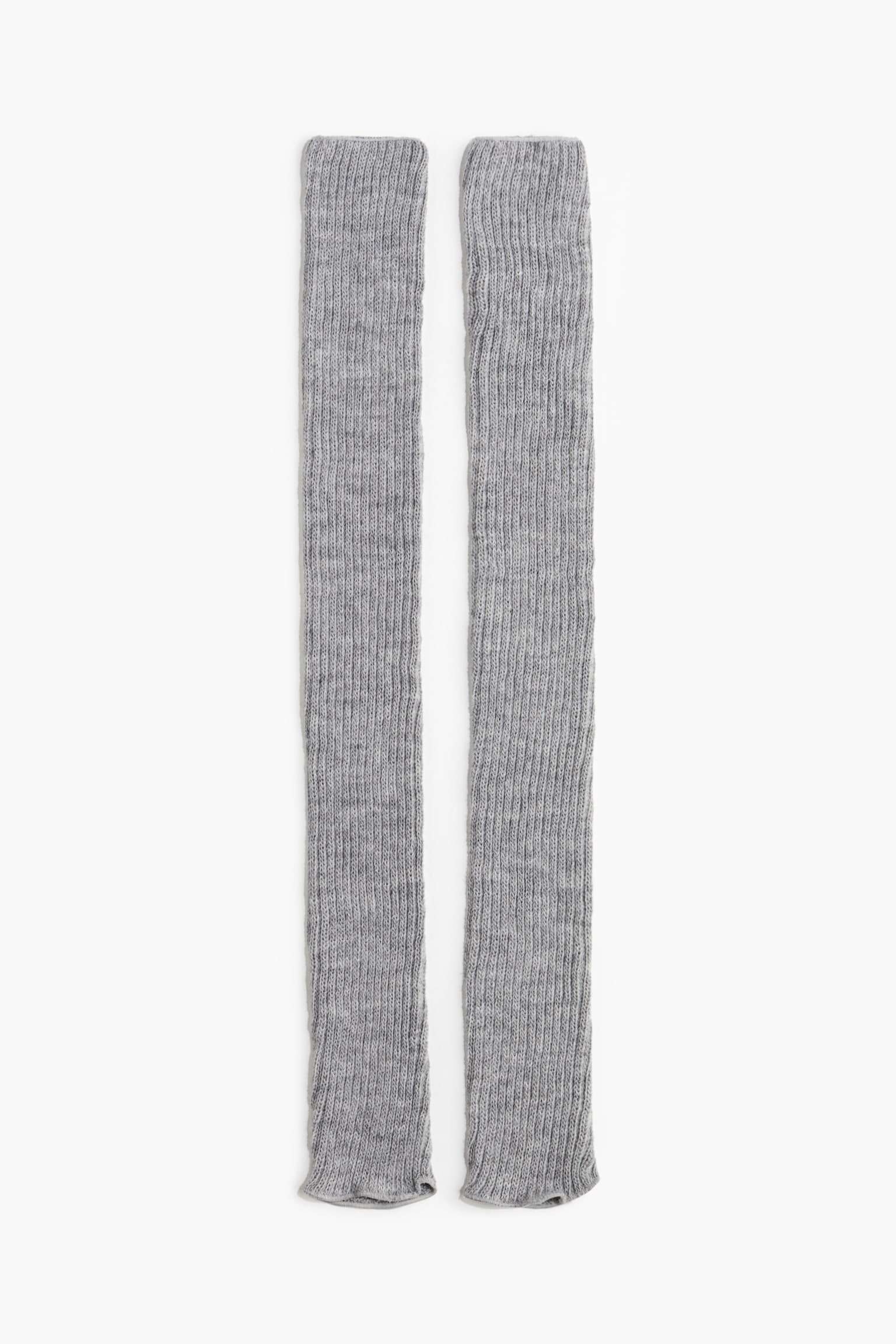 Long rib-knit leg warmers - Light grey marl - 3