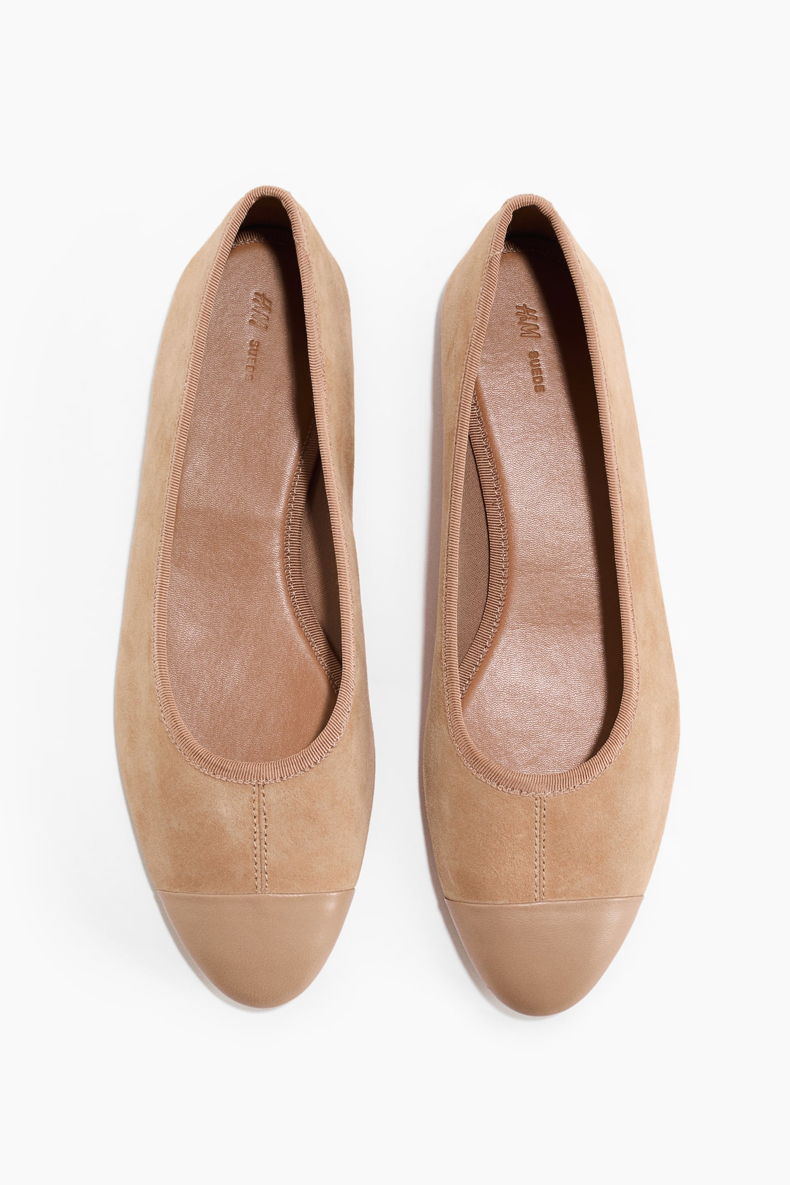 Suede Flats - Beige/Dark brown - 1
