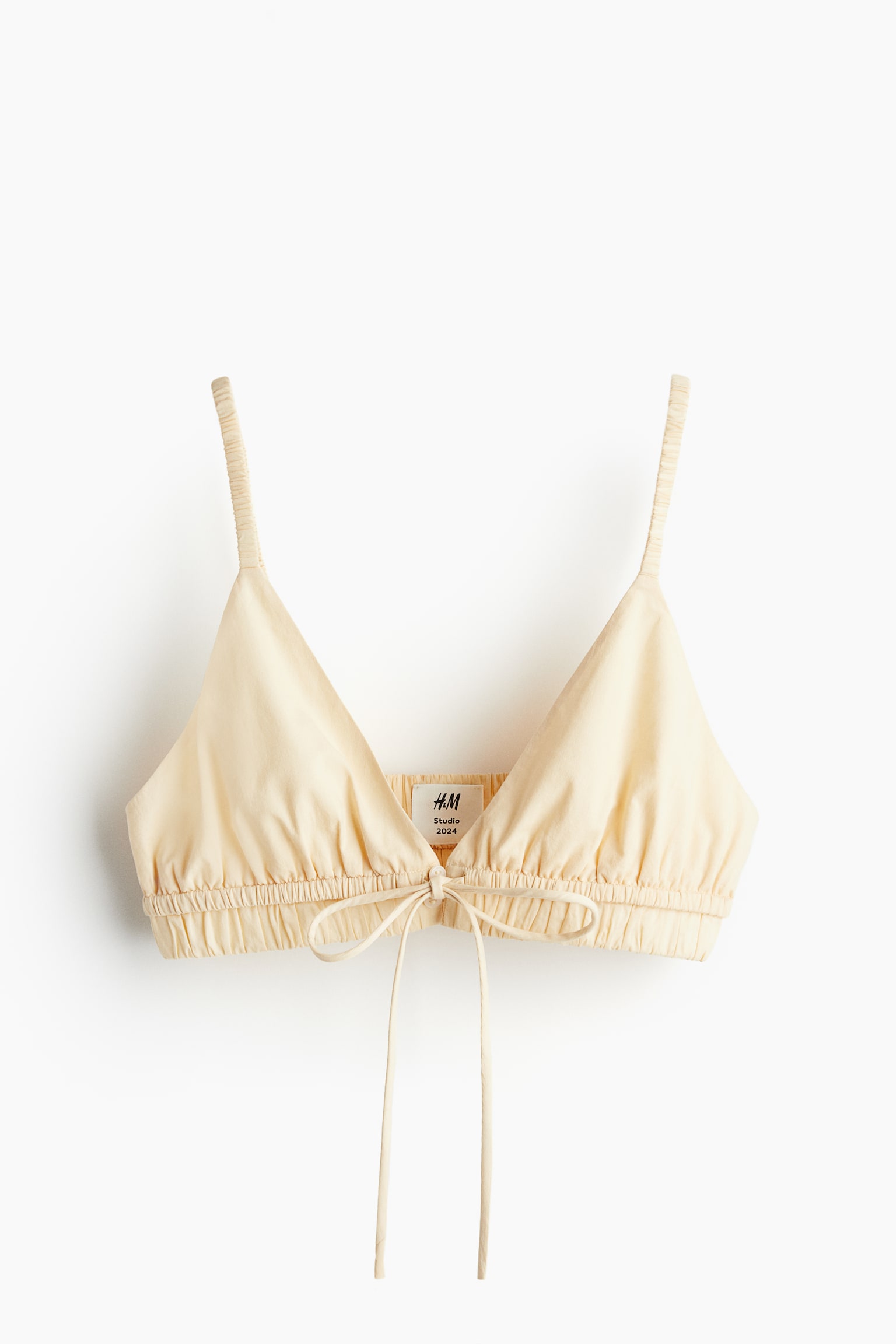 Drawstring-detail bralette top - Light beige - 2