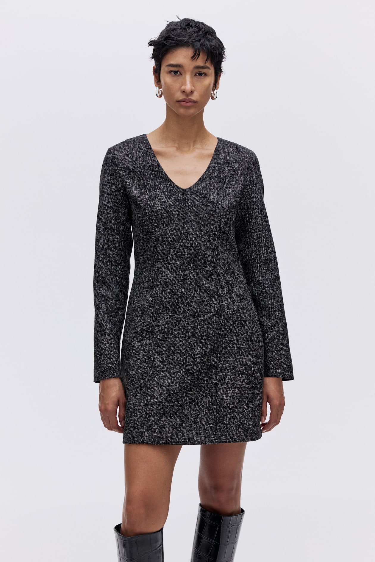 Long-Sleeved Boucle Dress - image 3