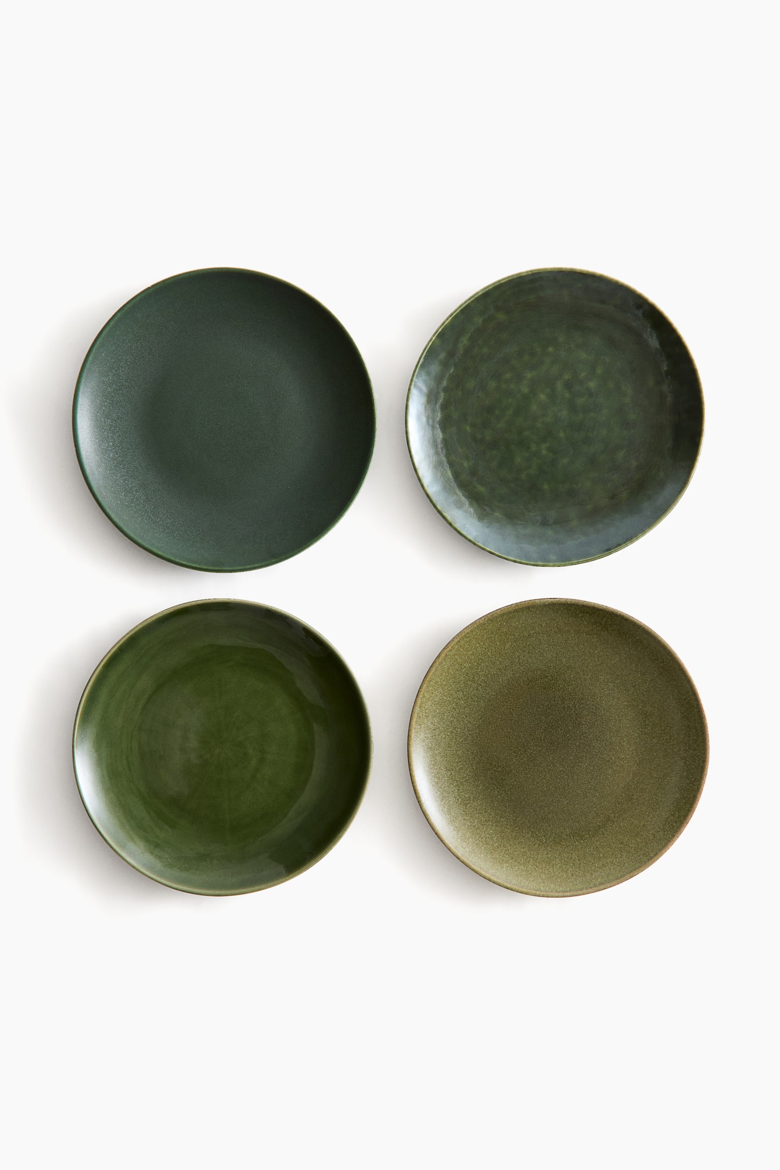 4-pack stoneware medium plates - Dark green/Light grey/Beige - 2