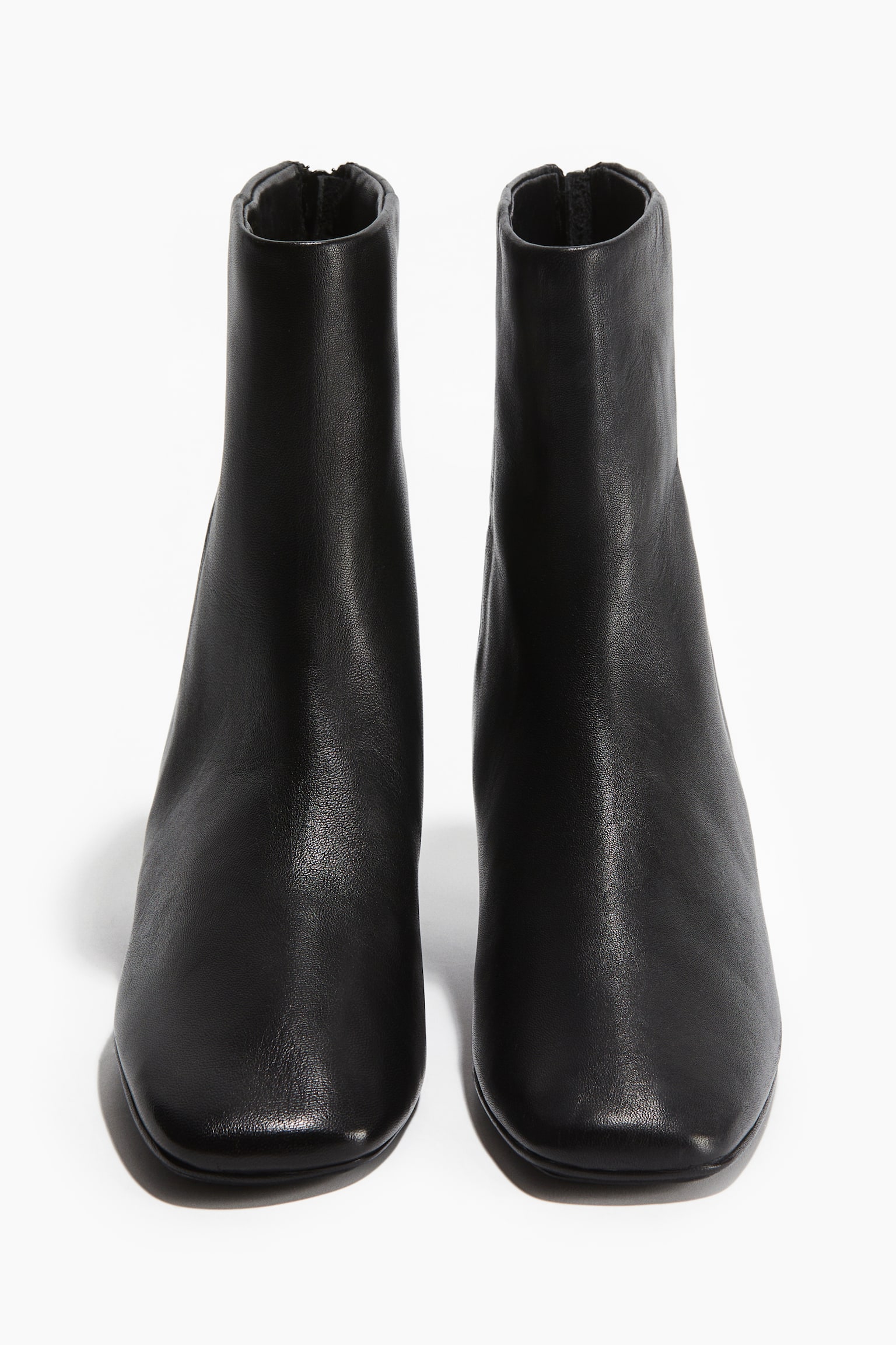 Botines de tacón en piel - Negro - 5