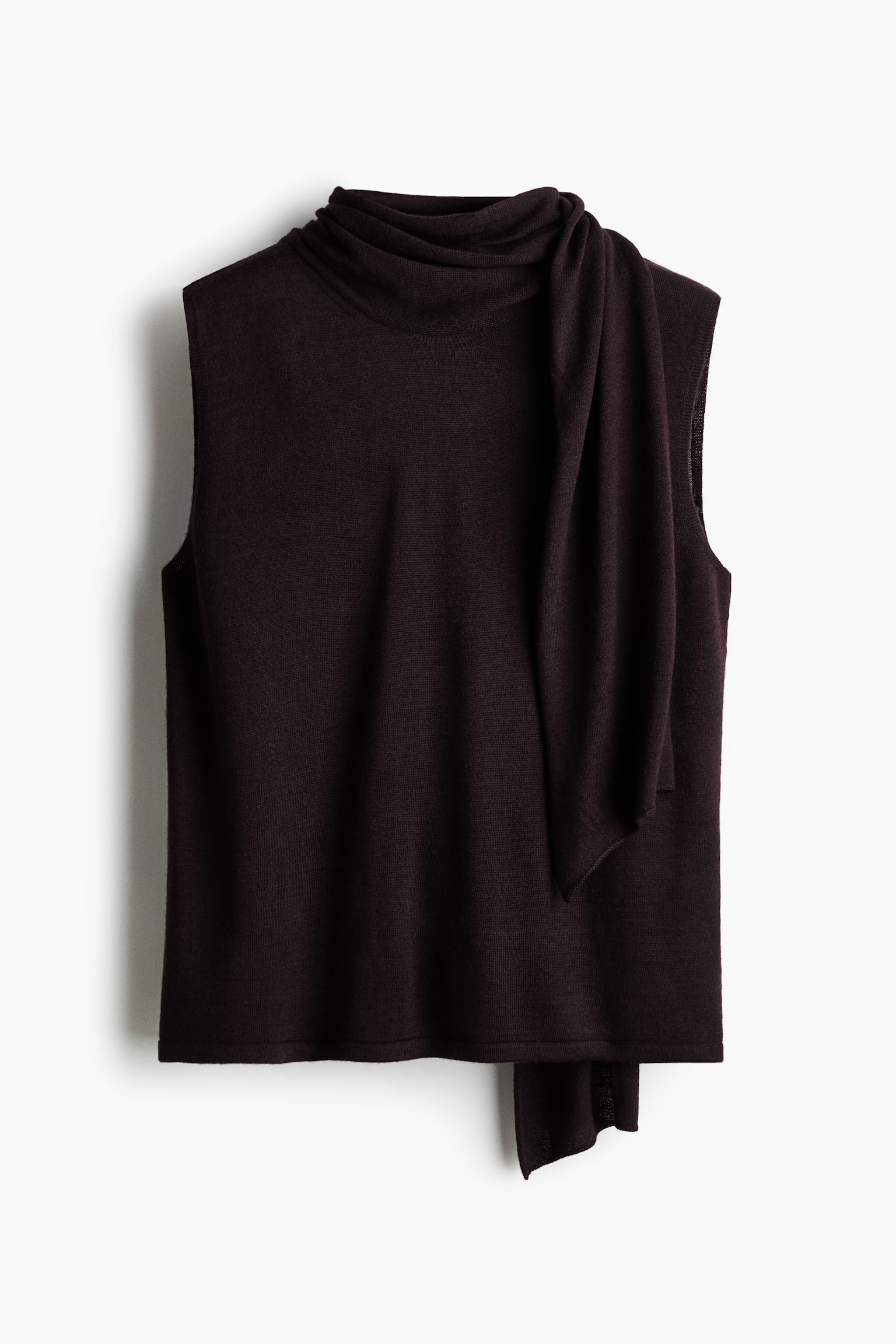 Женский топ H&M Scarf-detail turtleneck top, цвет: Тёмный фиолетовый — фото 1