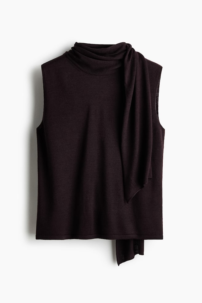 Scarf-detail turtleneck top - Dark purple - 1