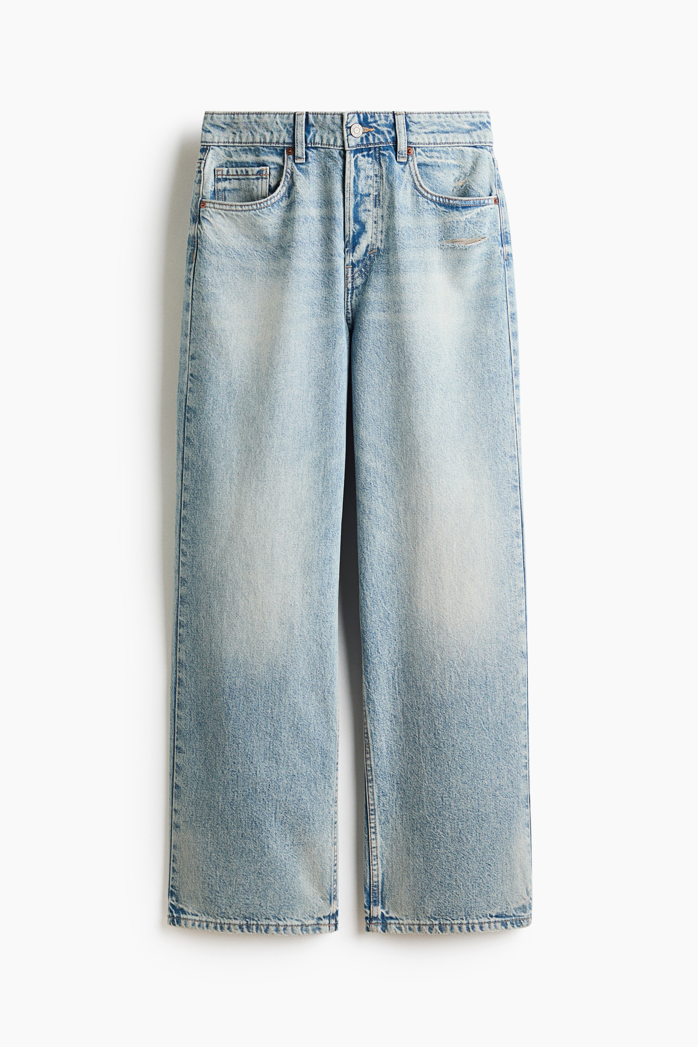 Wide Regular Waist Jeans - Màu xanh denim nhạt