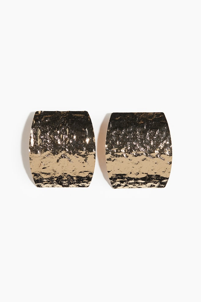 Large hammered earrings - Gold-coloured - 1