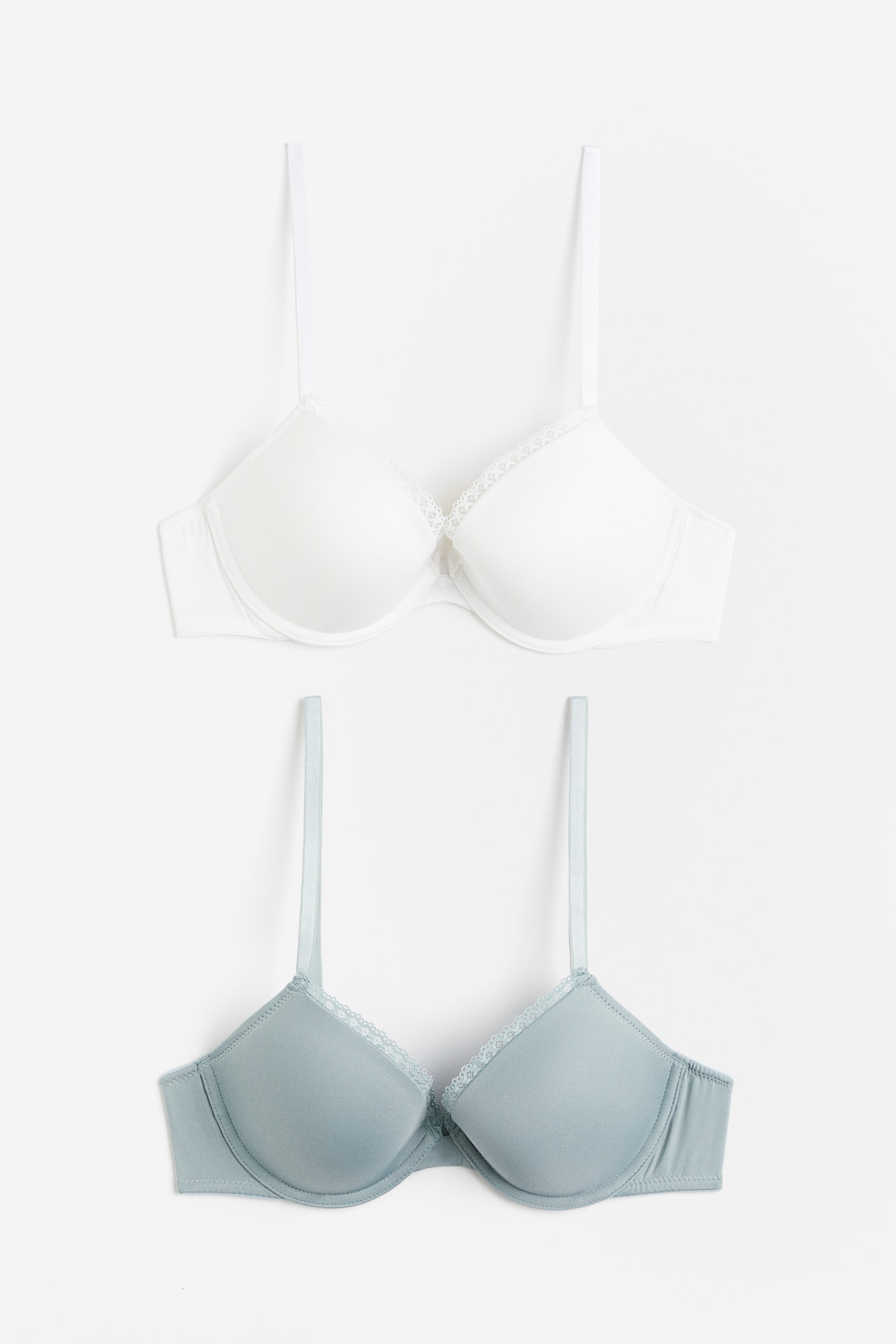 2-pack Microfibre Push Up Bras - Light turquoise/White/Black/White/Beige/White - 1