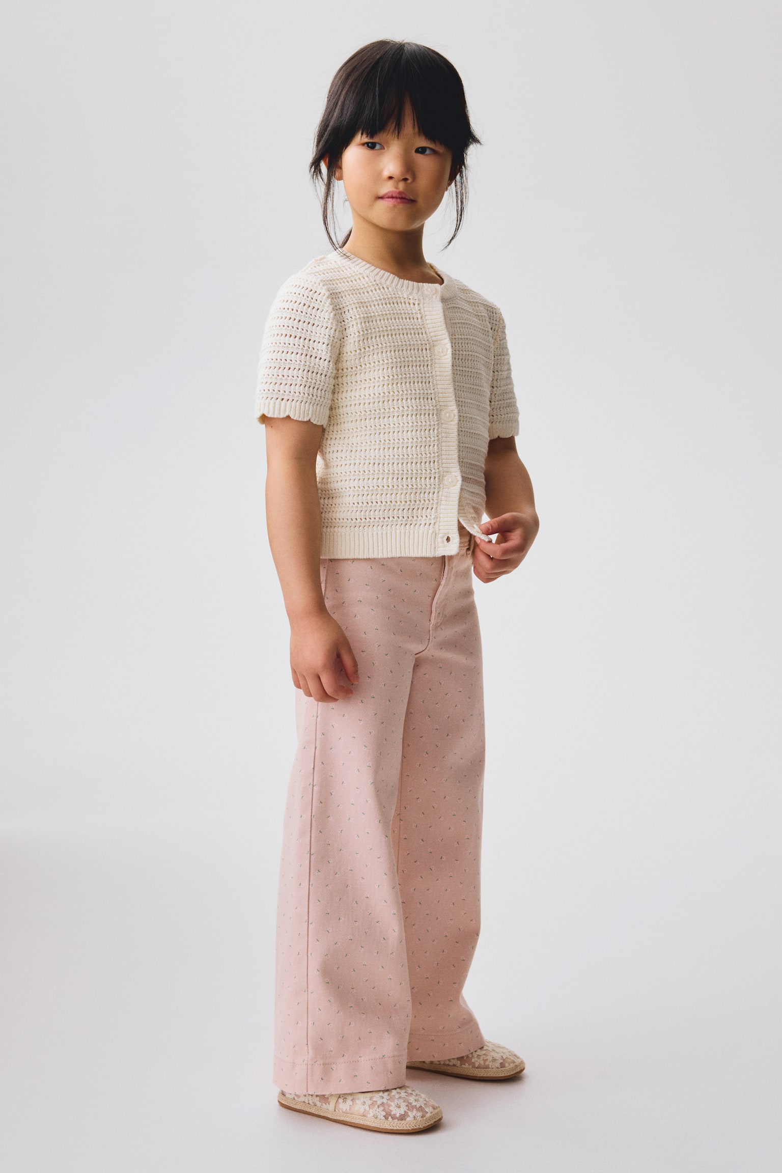 Pantalon évasé - Rose clair/fleuri/Rouge/Noir - 1