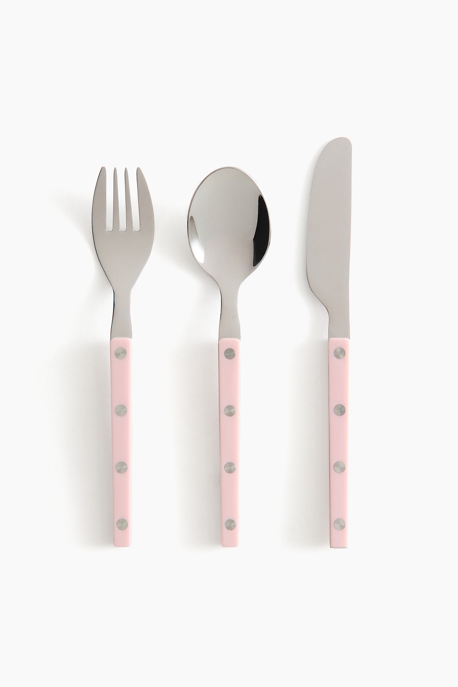 Set de 3 cubiertos infantiles - Rosa claro/Verde claro - 1