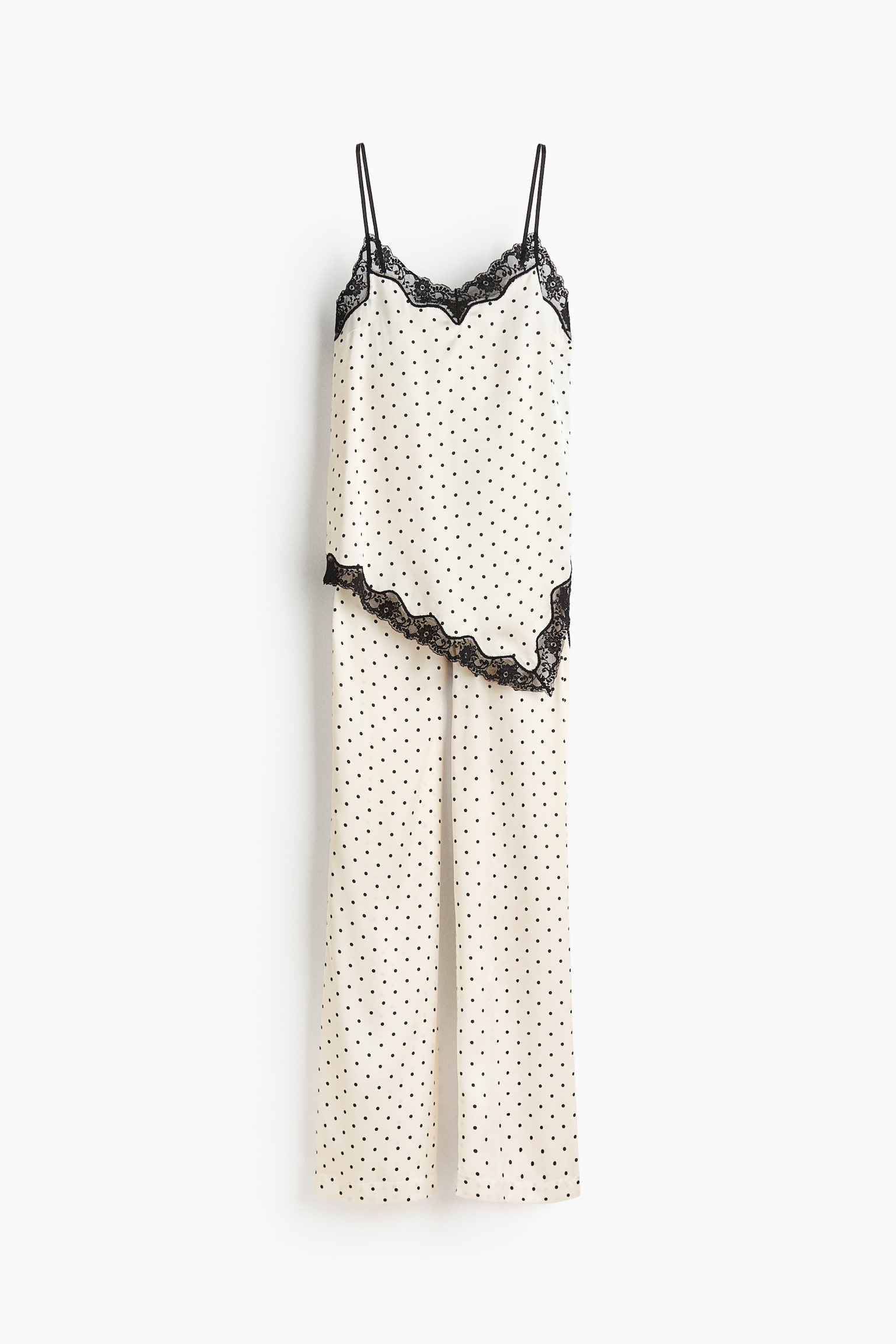 Satin pyjamas - Krémová/puntíky/Tmavě hnědá - 1