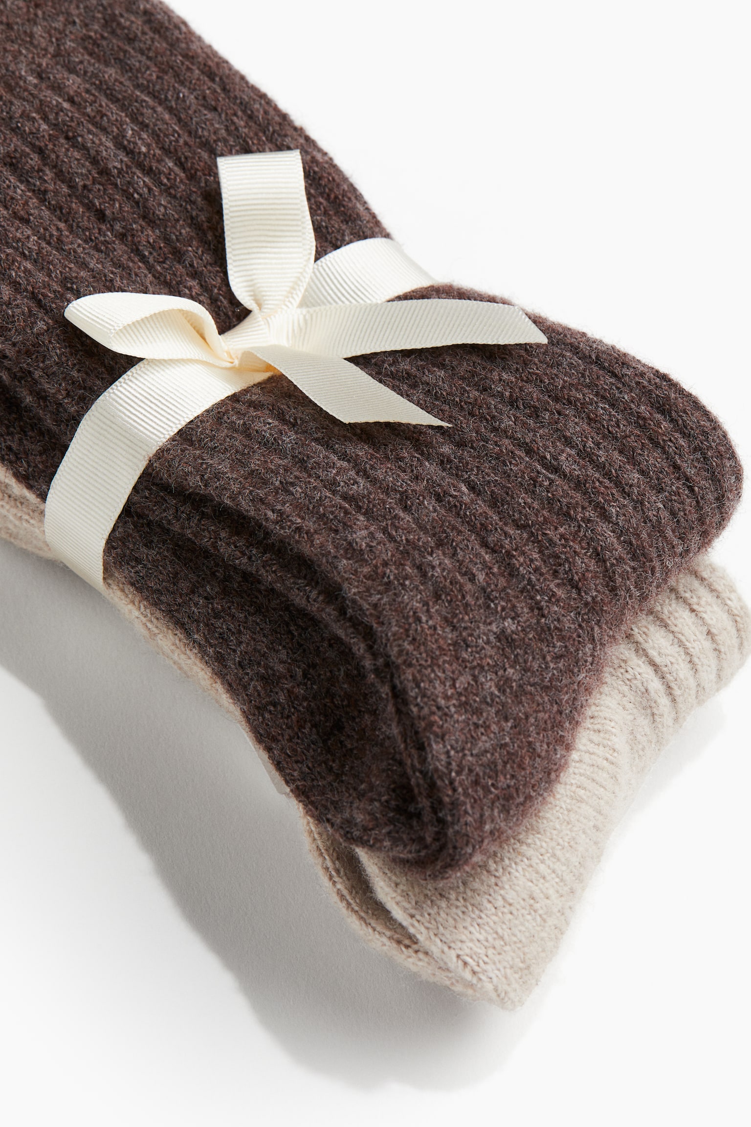 2-pack wool-blend socks - Dark brown/Light beige/Dark beige marl/Light beige/Dark grey marl/Black - 3