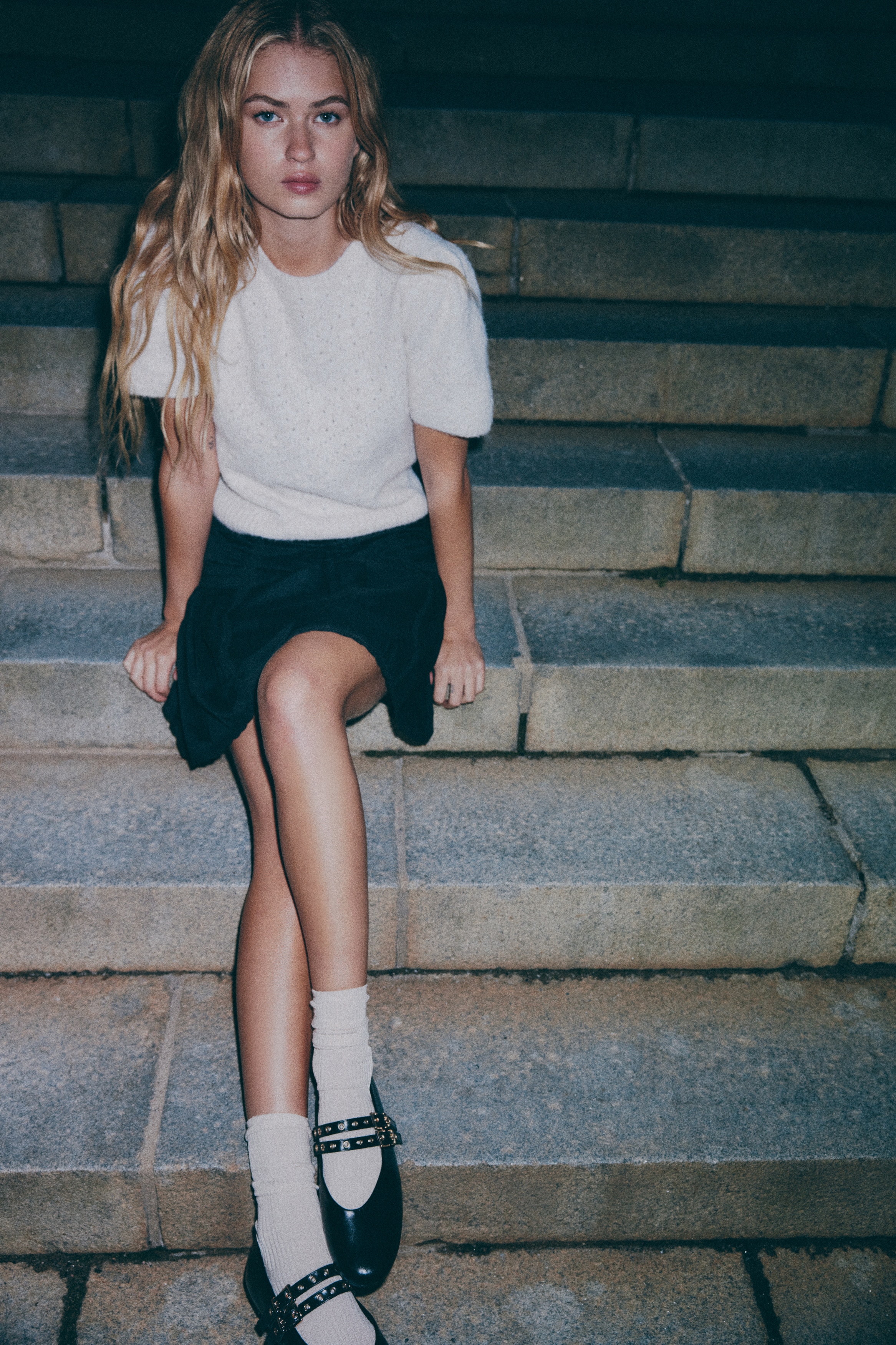 Pointelle-knit top
