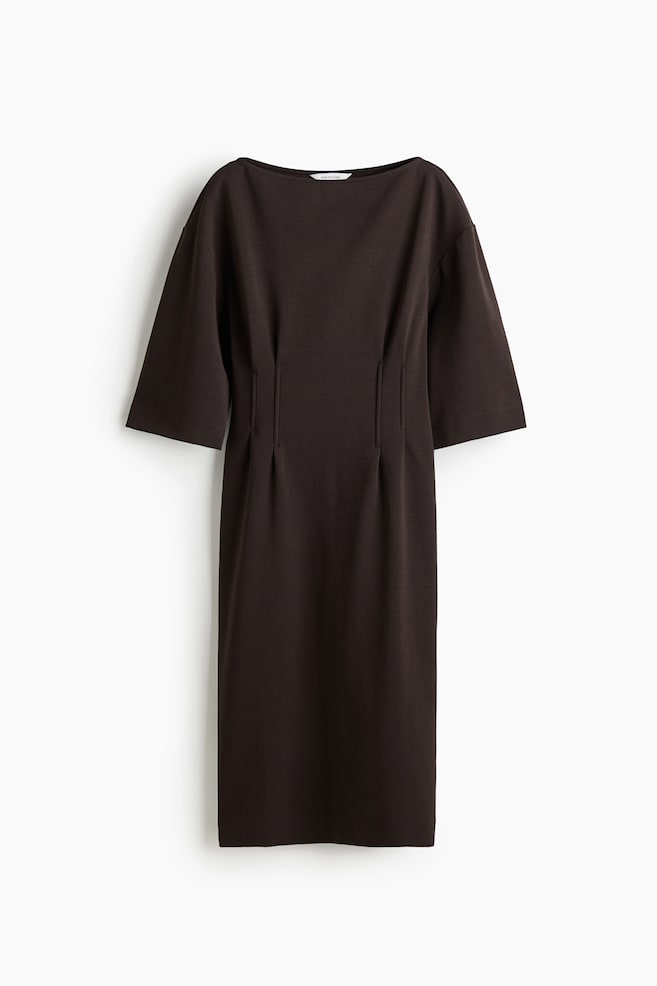Waisted T-shirt dress - Dark brown - 1