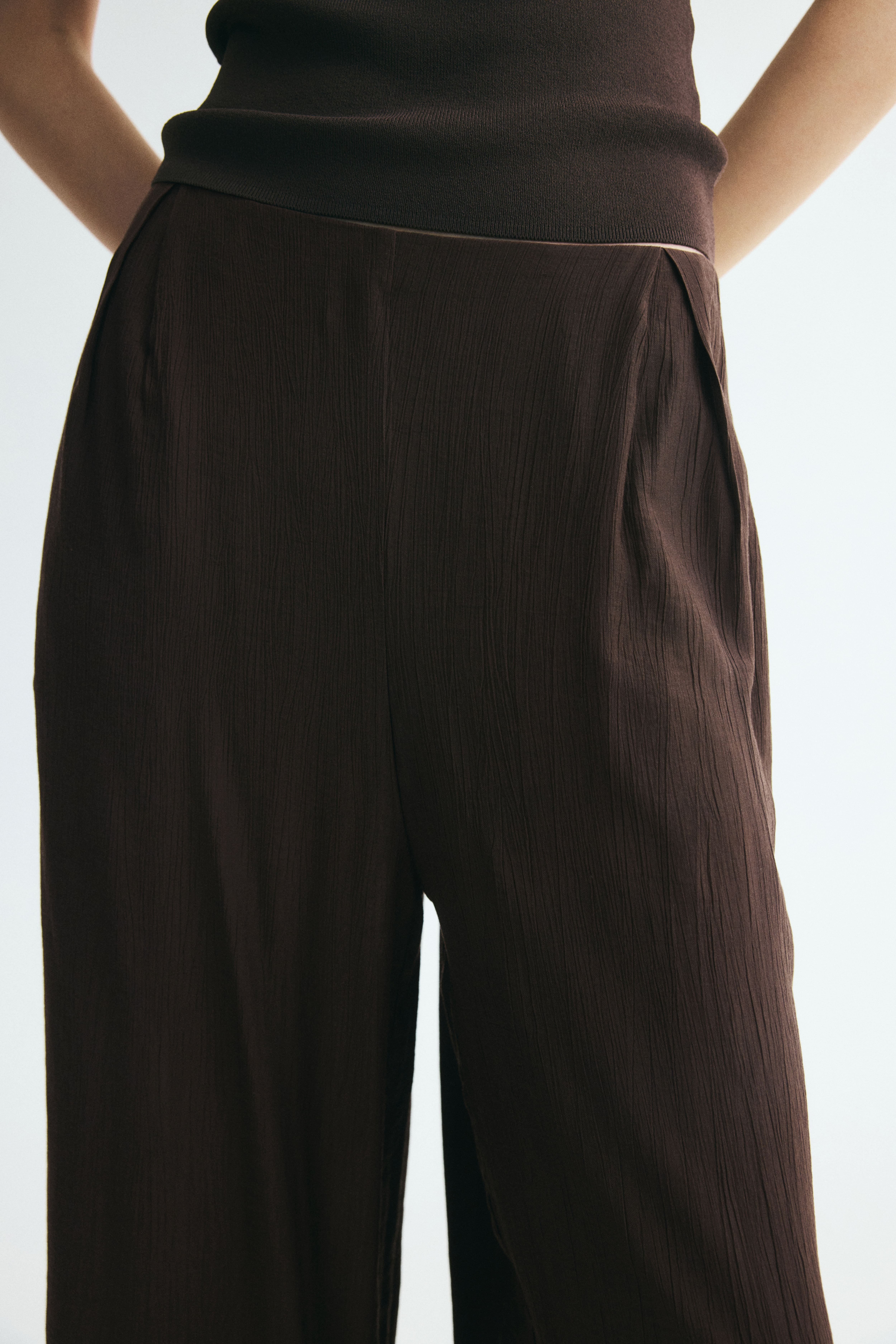 Crinkled Viscose-Blend Pants