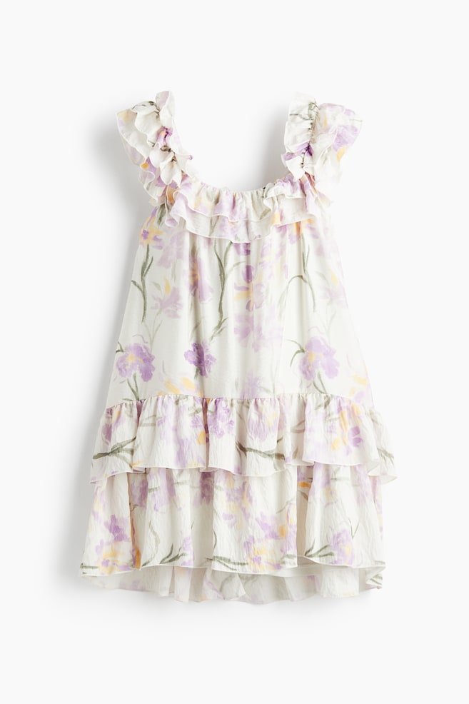 Kleid mit Volants - Weiß/Geblümt - 1