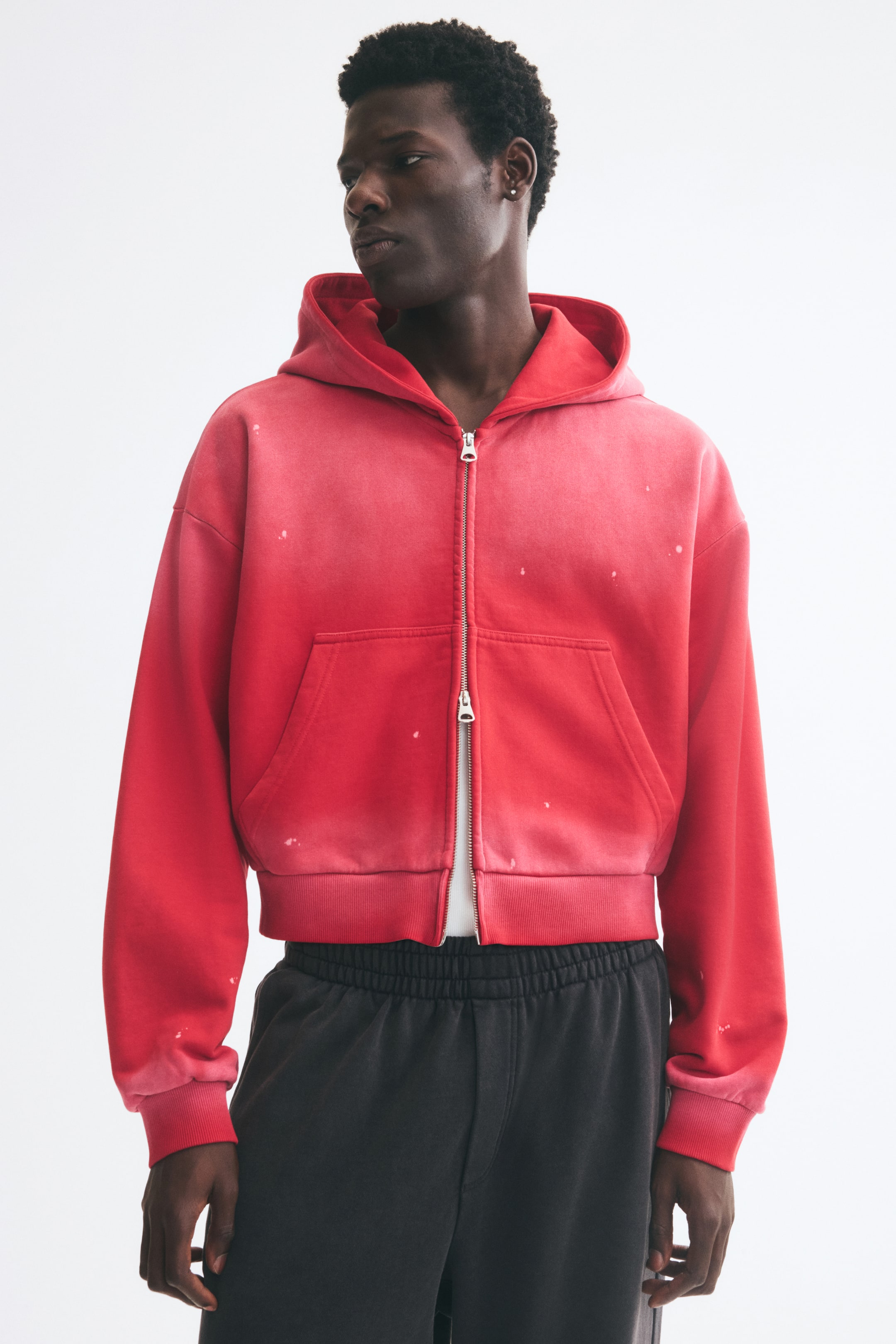 View larger image: Oversized Fit Zip-through hoodie - Washed red/Speckled - Men | H&M 1