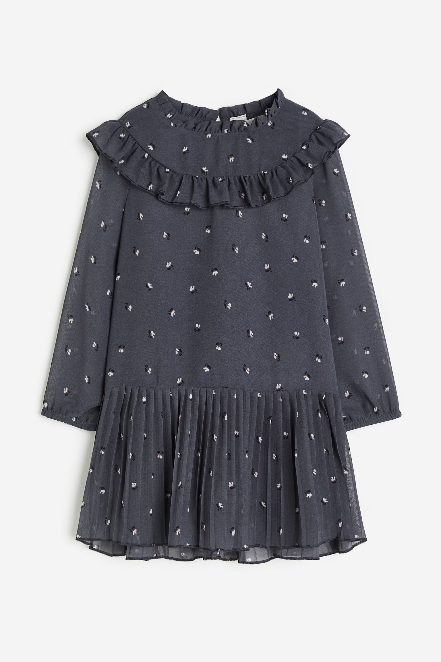 Chiffon Dress - Dark grey/Floral/Dusty pink/Hearts - 1