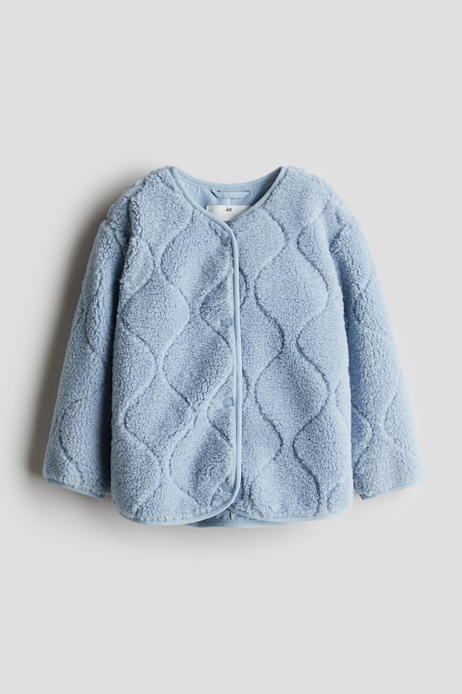 Quilted teddy jacket - Light blue - 1