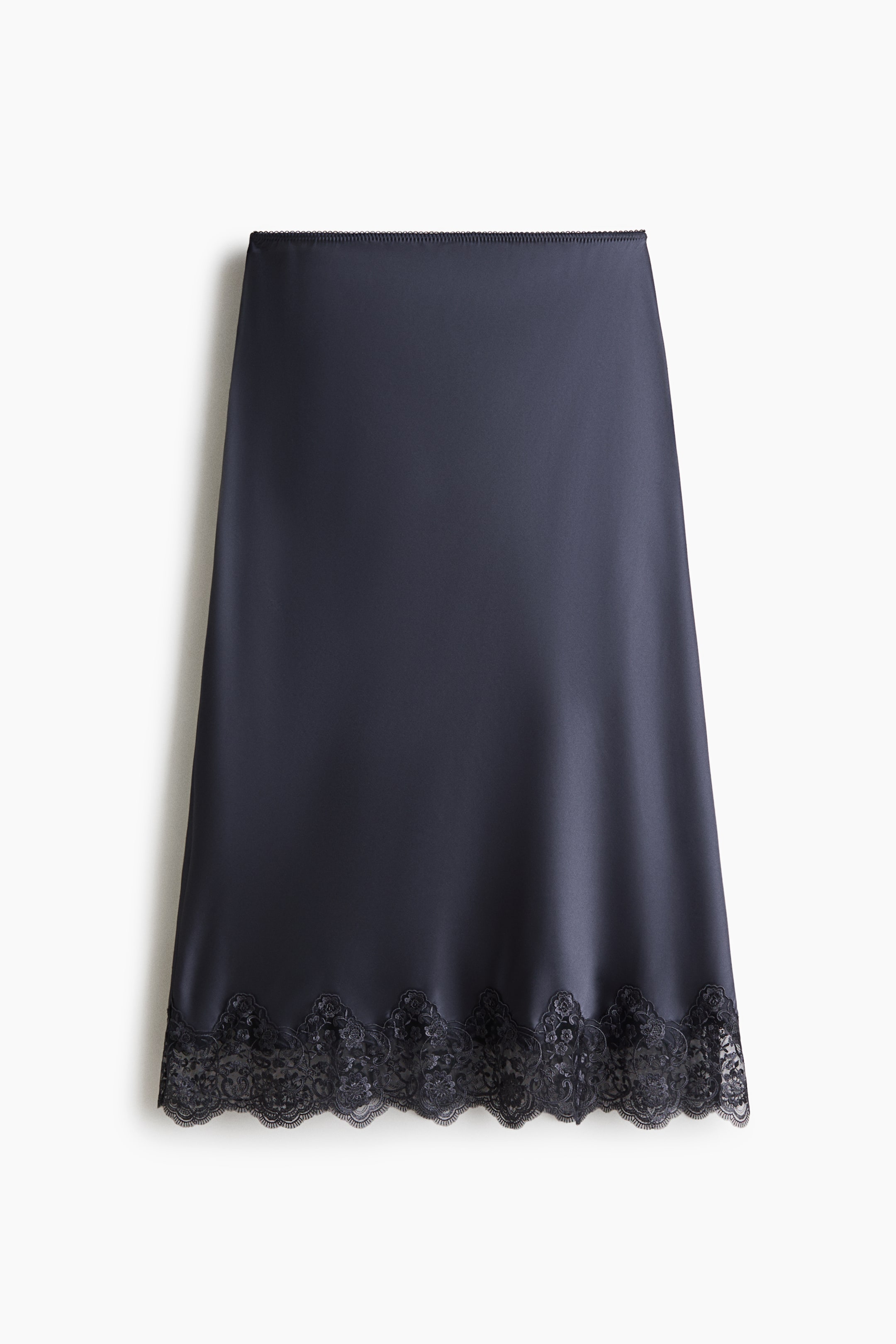 View larger image: Lace-trimmed midi skirt - Dark grey - Ladies | H&M 1