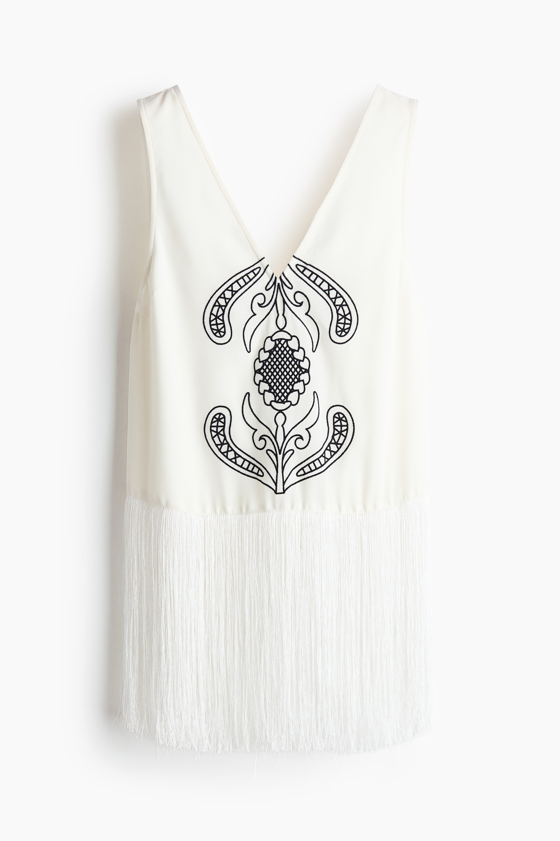 Motif-detail fringed top - Kremowy