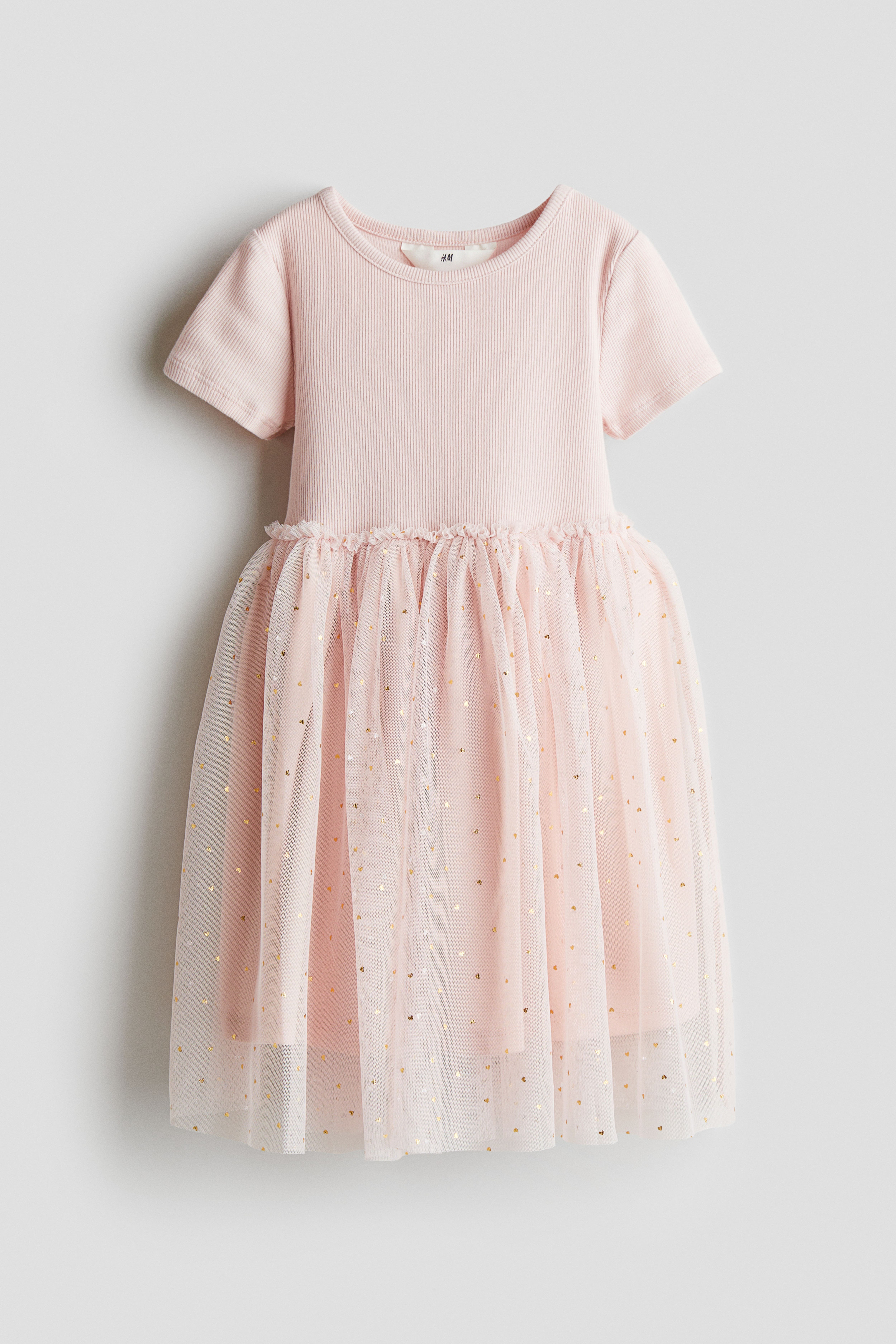 Robe Avec Jupe En Tulle Rose Clair c urs ENFANT H M FR Robe Avec Jupe En Tulle Rose Clair c urs ENFANT H M FR