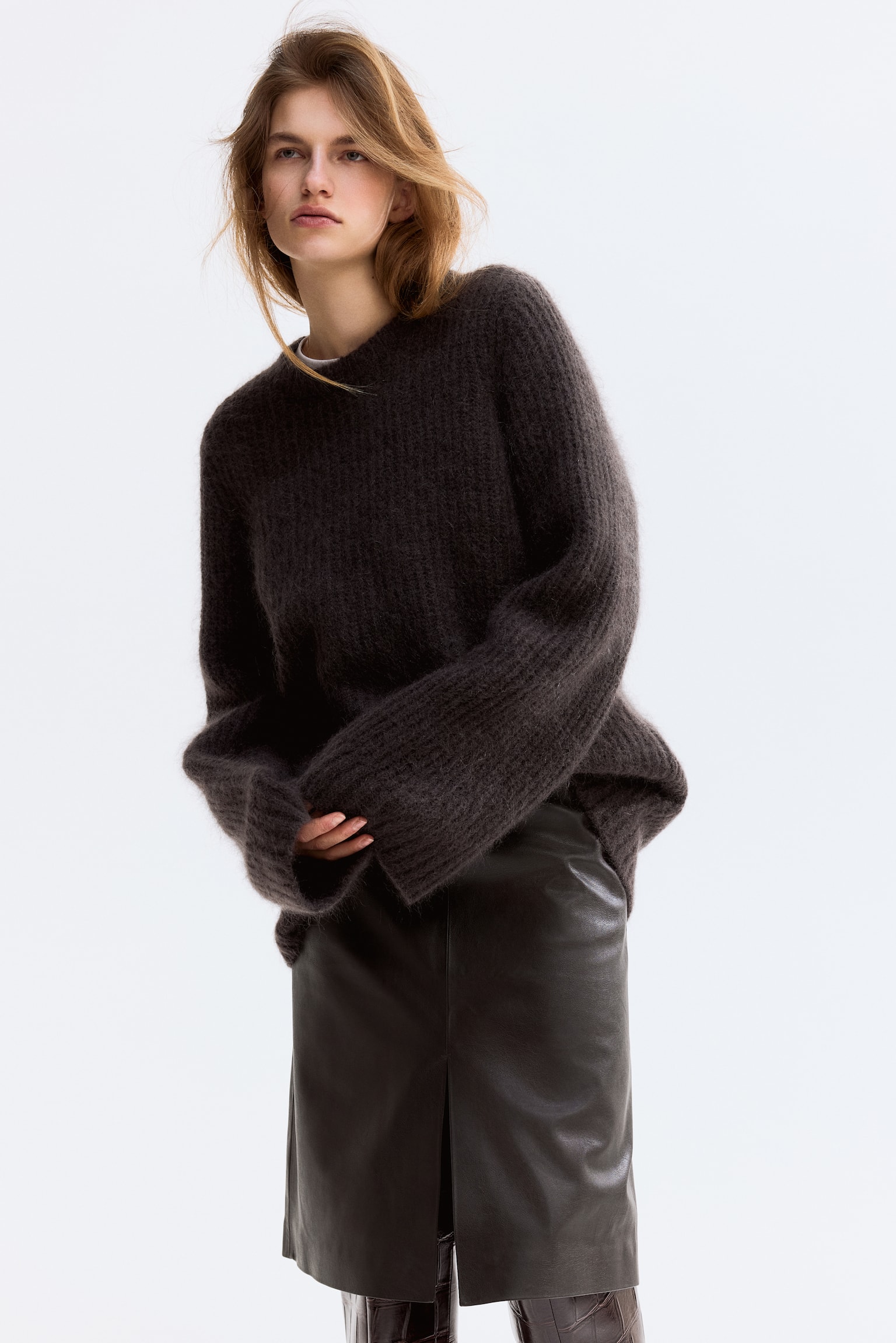 Gonna con coating - Marrone scuro - 5