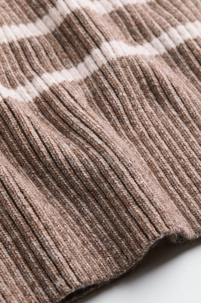 Rib-knit dress - Dark beige/Striped - 4