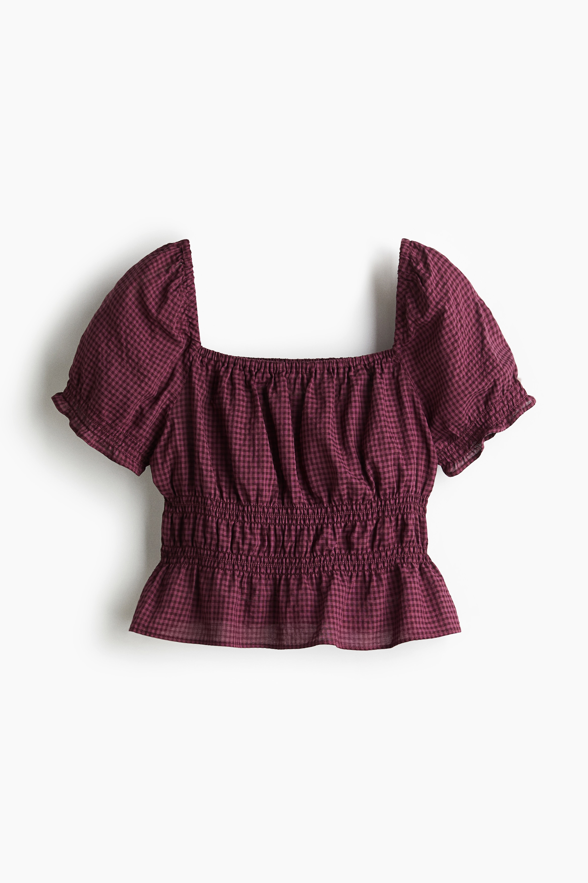 Smocked Blouse - Dark pink/Gingham check