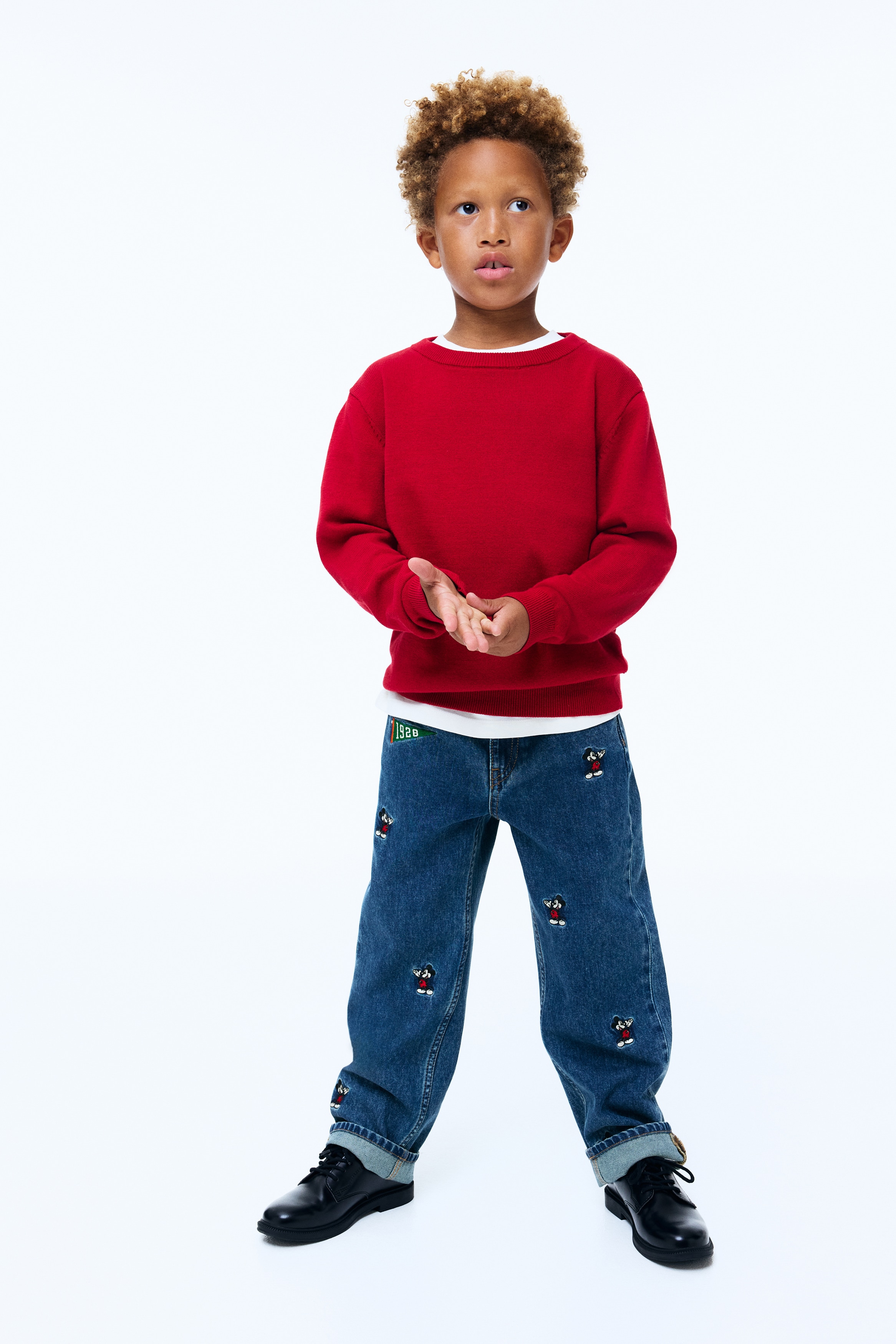 H & M - Embroidered-detail loose fit jeans - ブルー H & M - Embroidered-detail loose fit jeans - ブルー