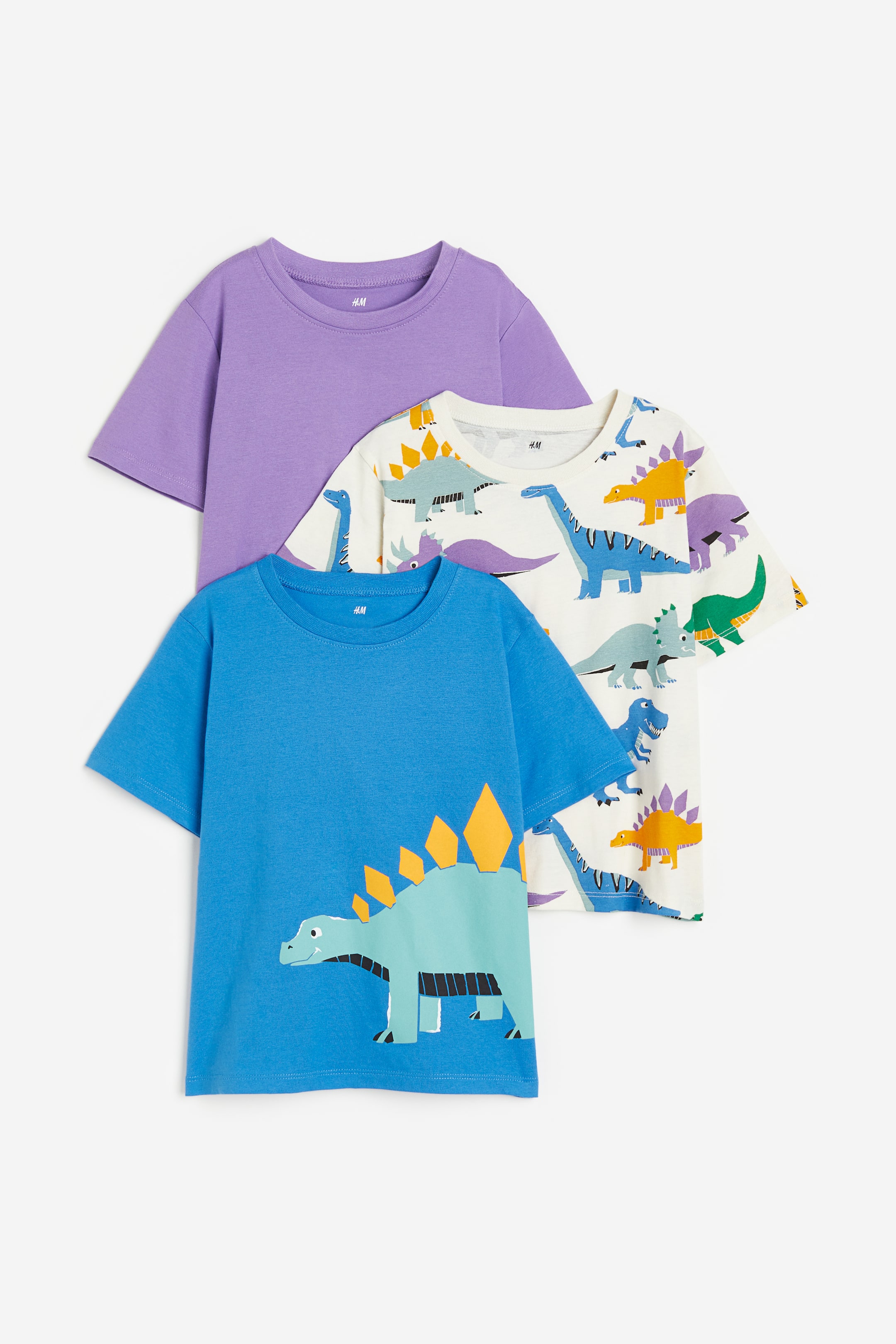 Xem ảnh lớn hơn: Bộ 3 áo thun cotton - Màu xanh dương/Khủng long - Kids | H&M VN 1