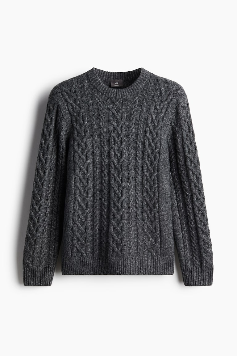 male grey cable sweater