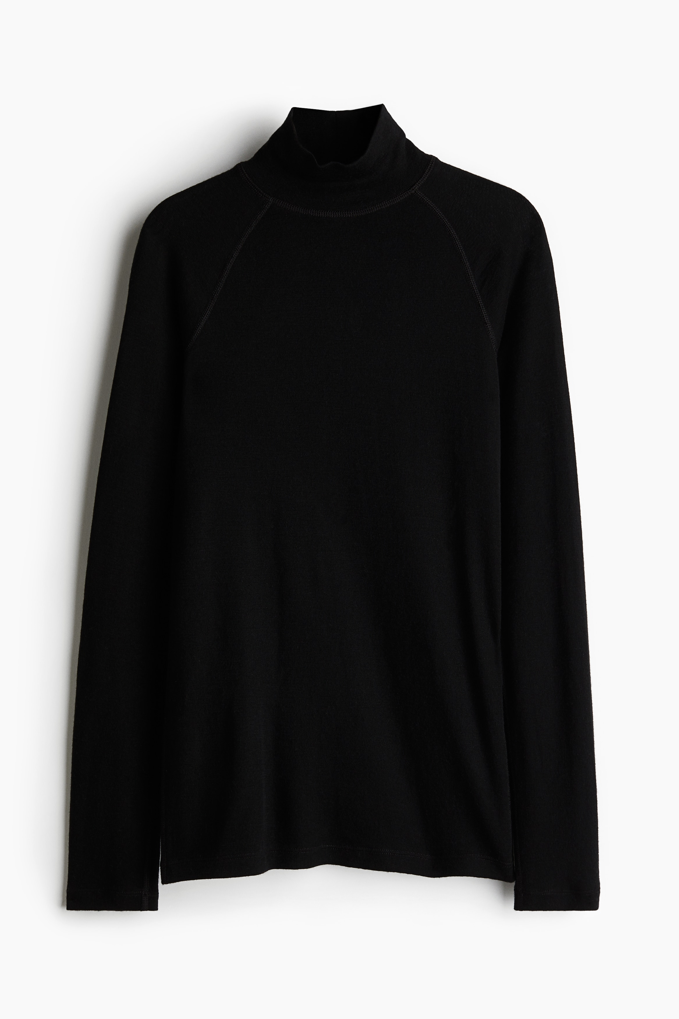 Wool ski base layer top - Black/Dark grey marl