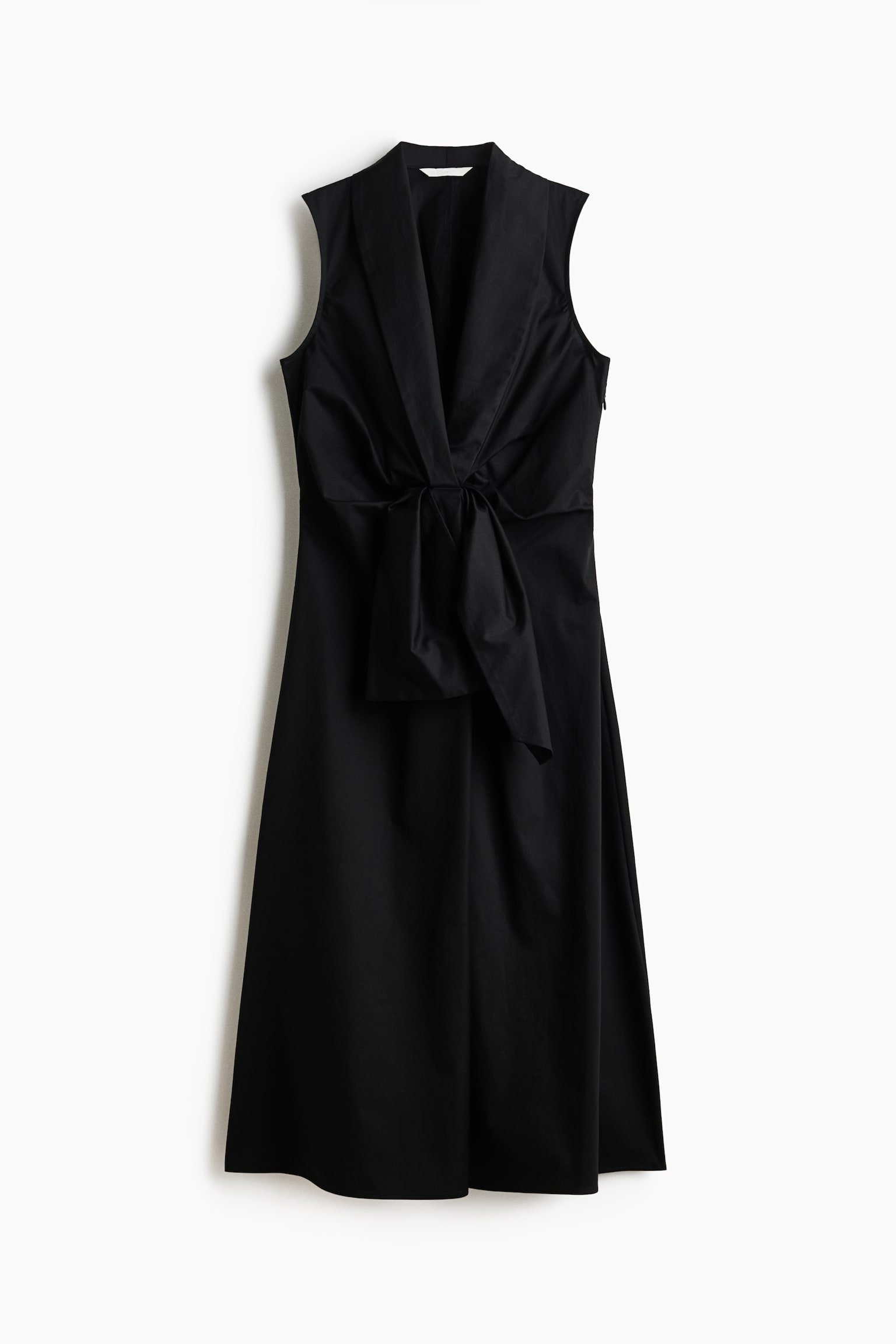 Женское платье H&M Tie-Detail Satin Twill, цвет: Чёрный — фото 1