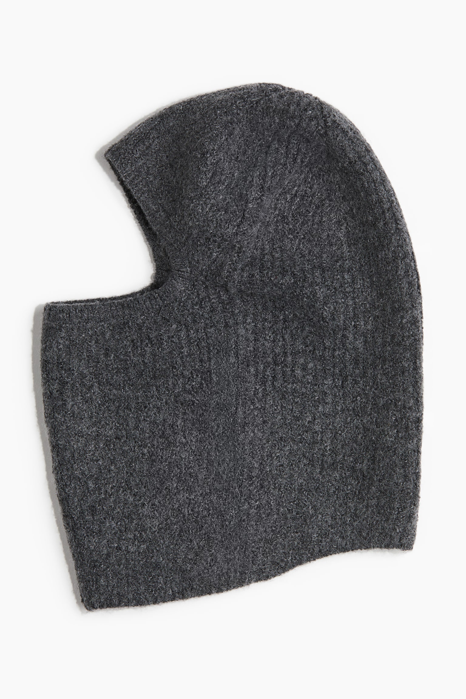 Rib-knit balaclava - Dark grey marl/Beige - 1