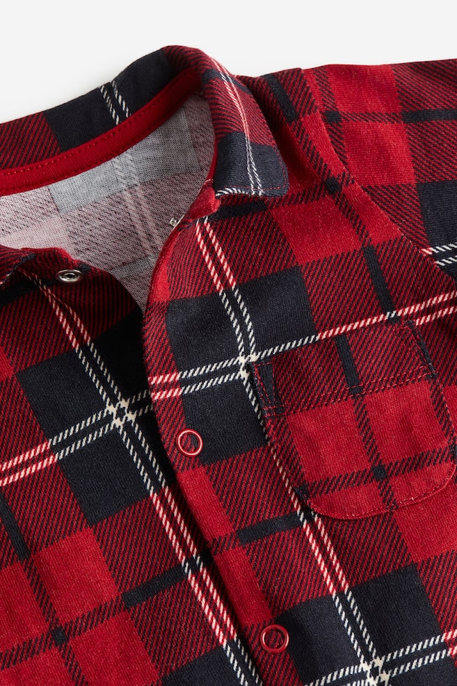 Collared sleepsuit - Red/Checked - 2