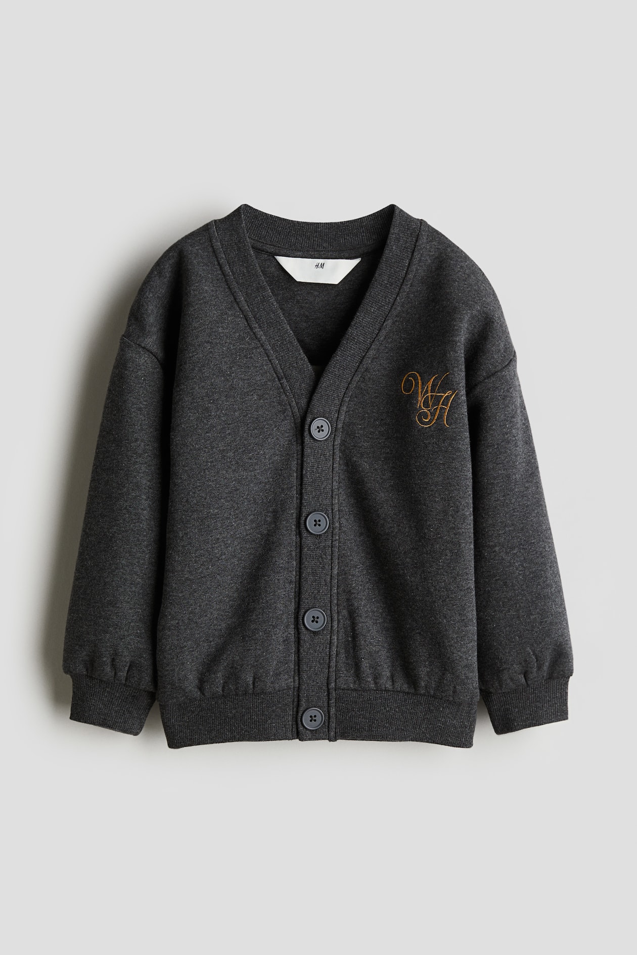 刺繍デザインスウェットカーディガン - ダークグレー - Kids | H&M JP