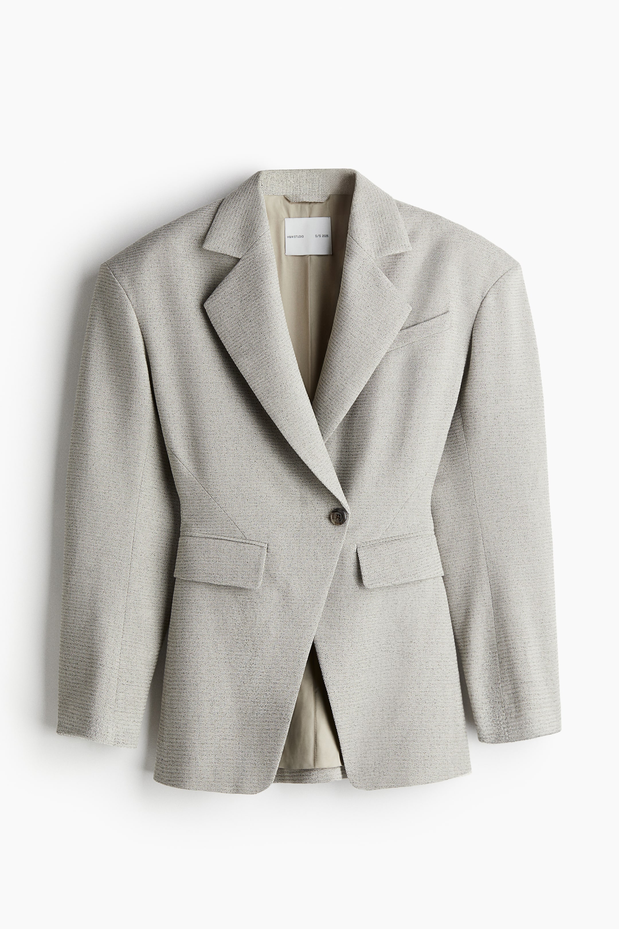 Wool-Blend Wide-Shoulder Blazer