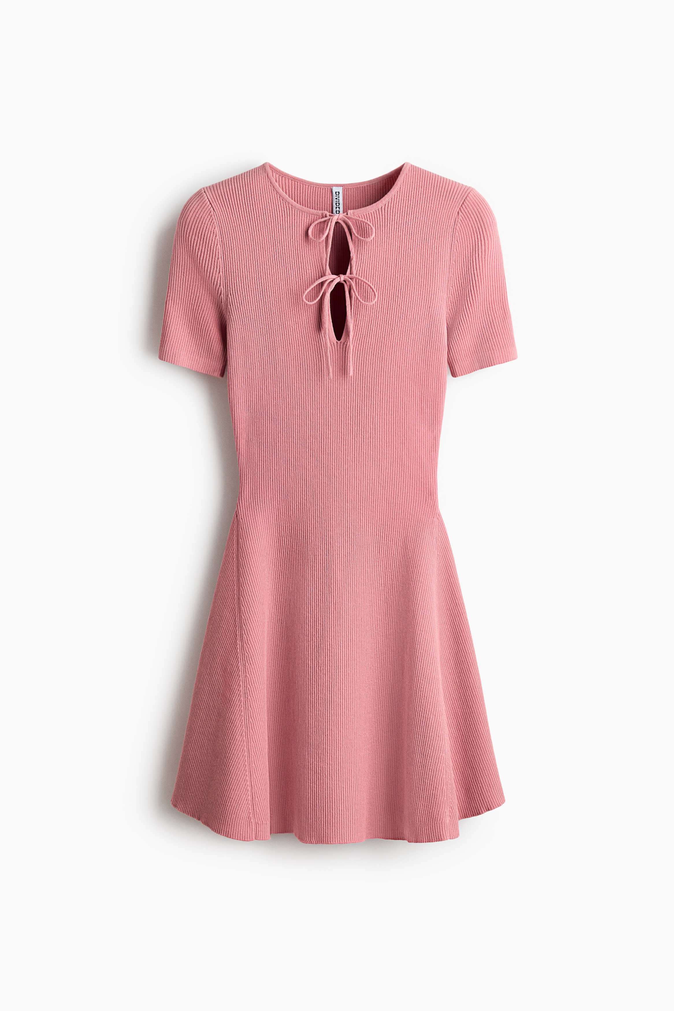 Rib-knit mini dress - Pink/Light blue