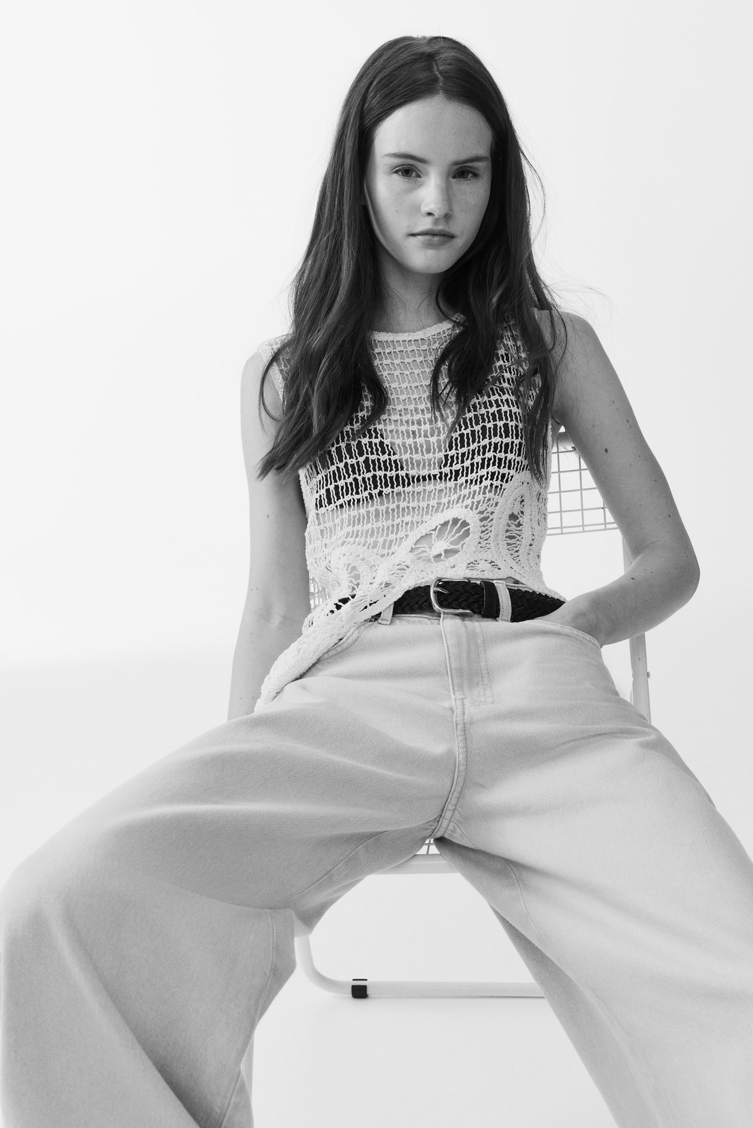 Baggy High Waist Jeans-Světle béžová - 3
