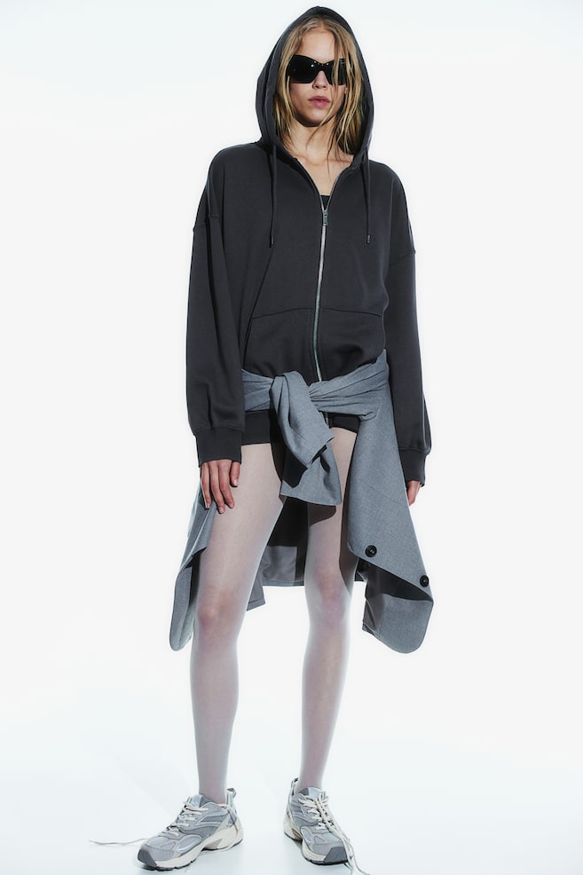 Oversized zip-through hoodie - Dark grey/Black/Light blue/Light grey marl/dc/dc/dc/dc/dc - 1