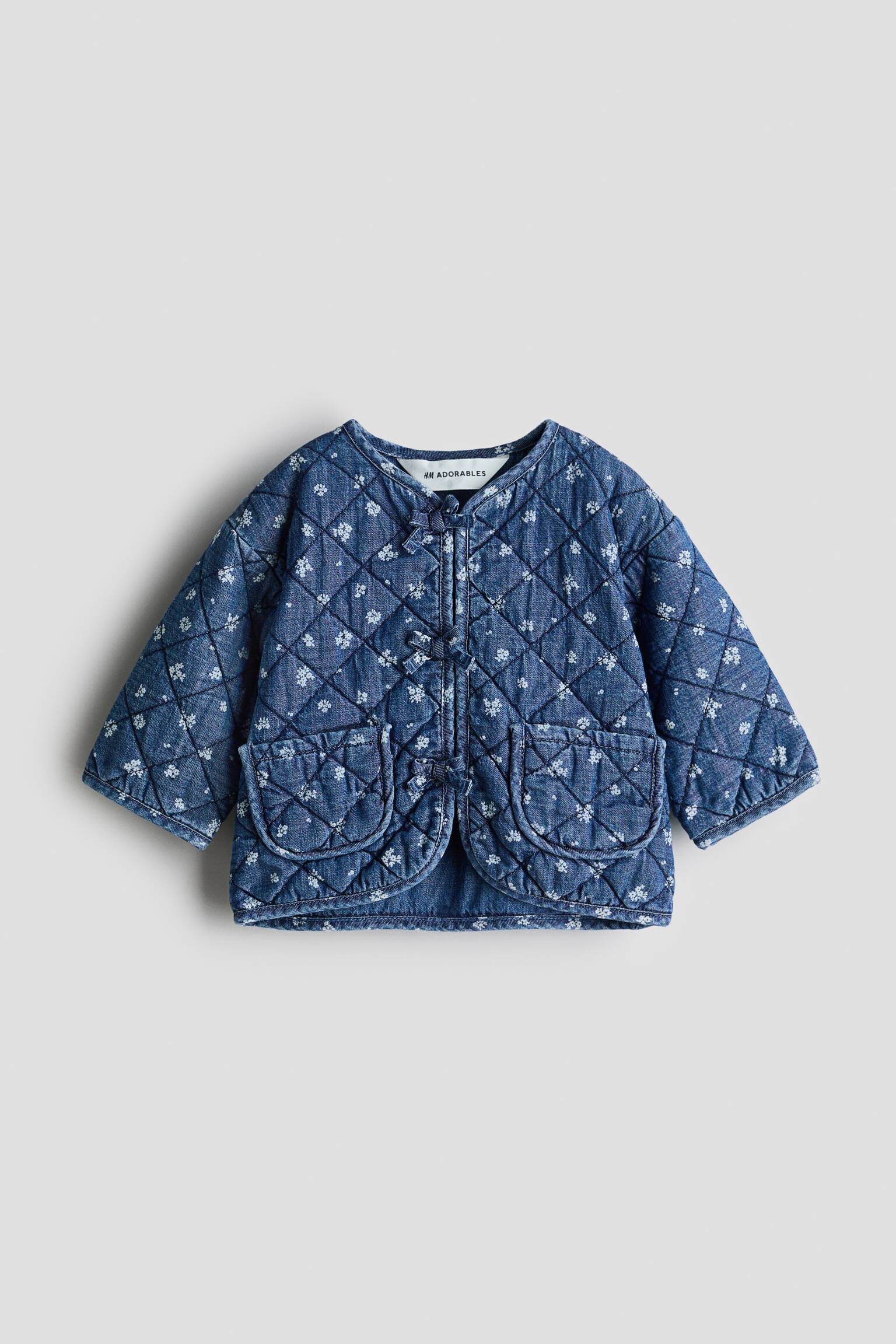 Quilted denim jacket - Denim blue/Floral - 1