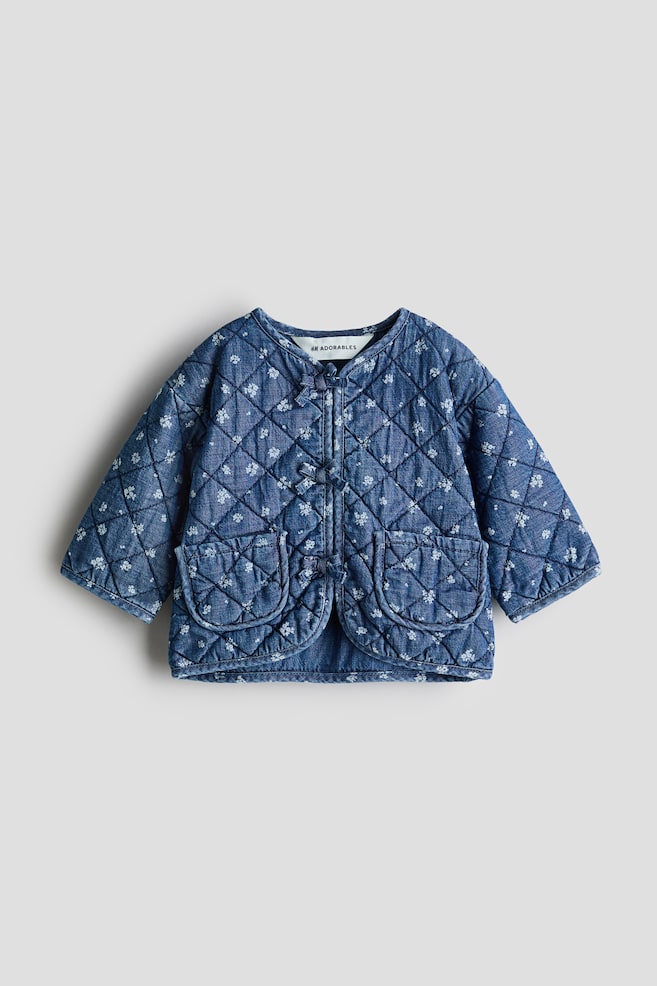Casaco em ganga acolchoada - Azul denim/Floral - 1