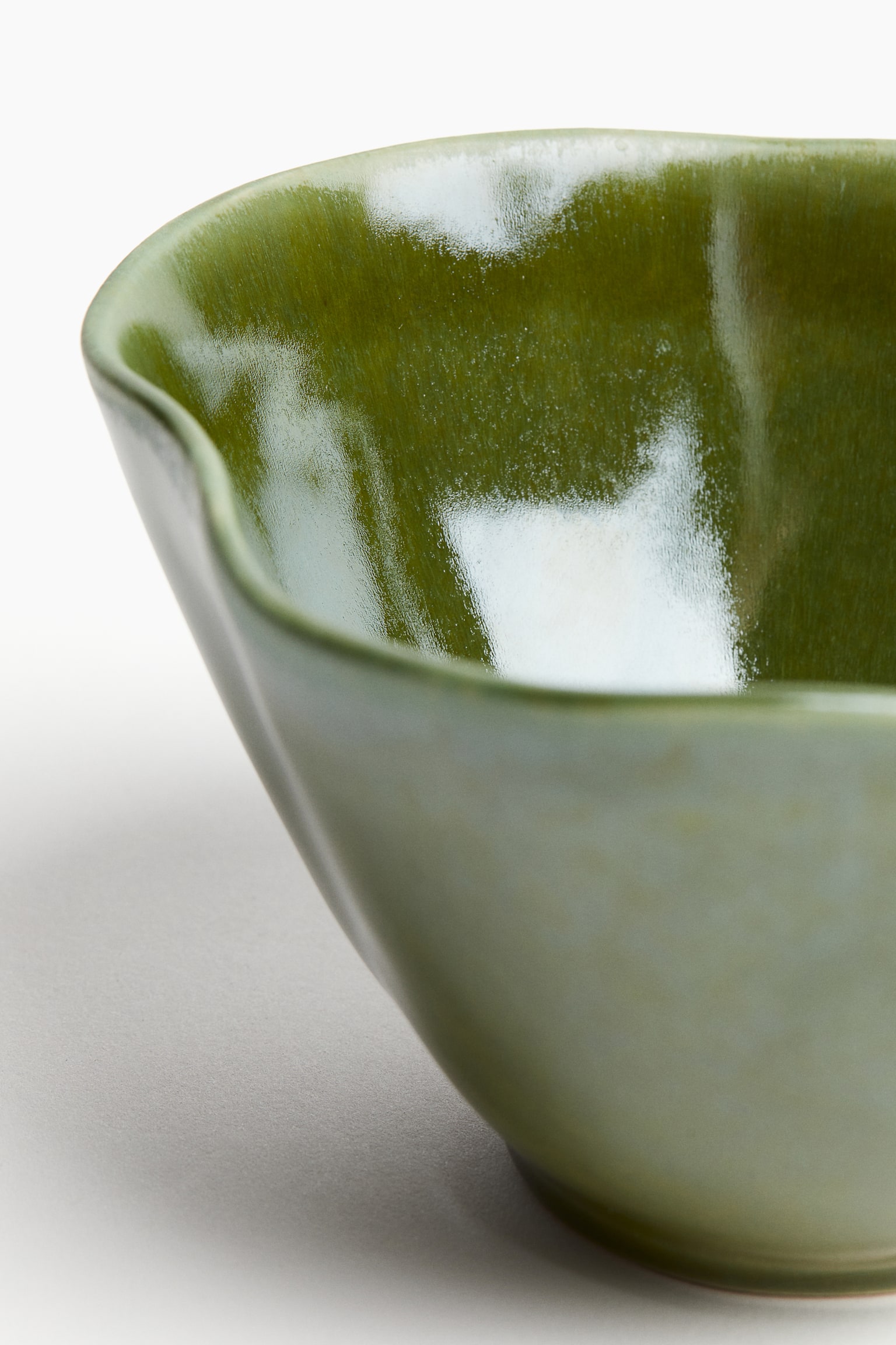 Glazed stoneware bowl - Green/White - 2